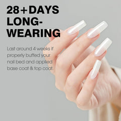 CANNI Milky White Jelly Gel Polish being applied for a translucent nude look