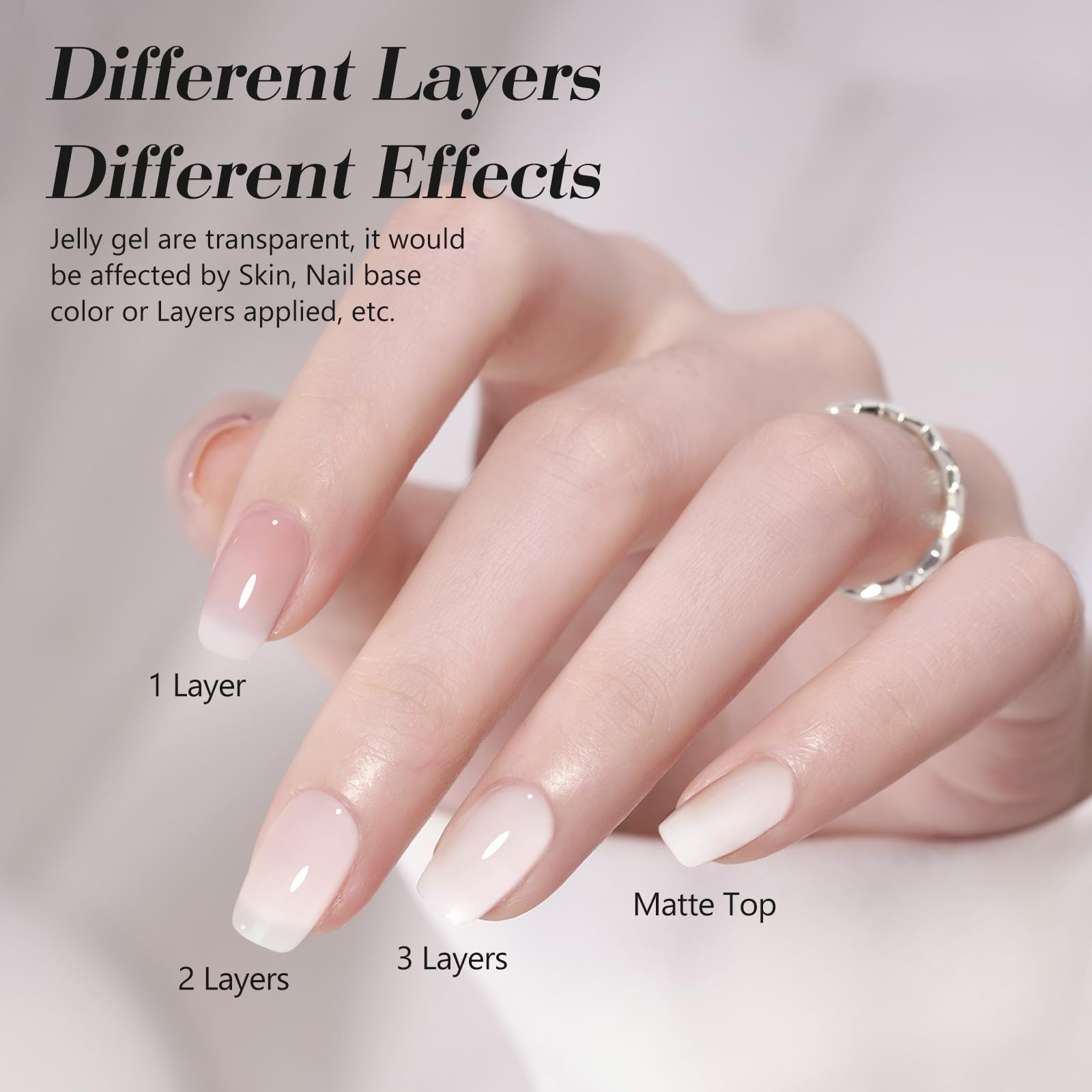 CANNI Milky White Jelly Gel Polish curing under UV/LED light