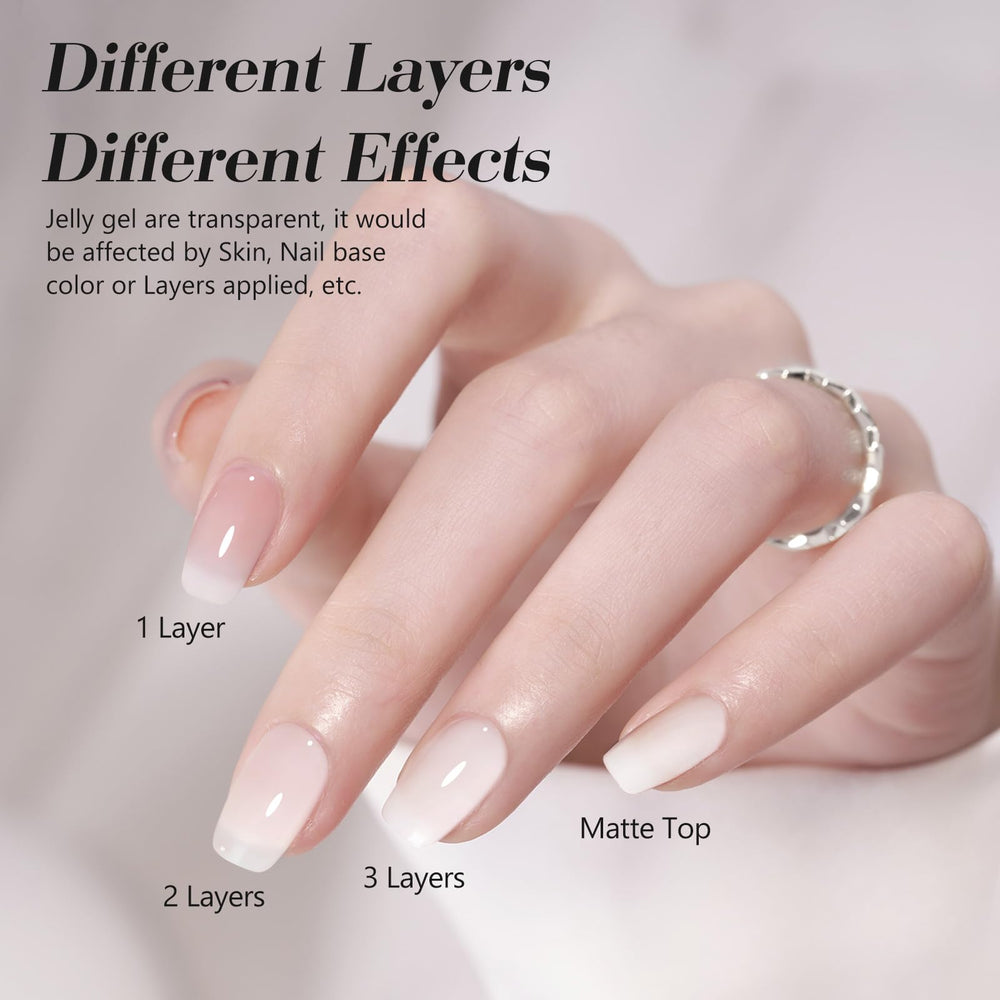 CANNI Milky White Jelly Gel Polish curing under UV/LED light