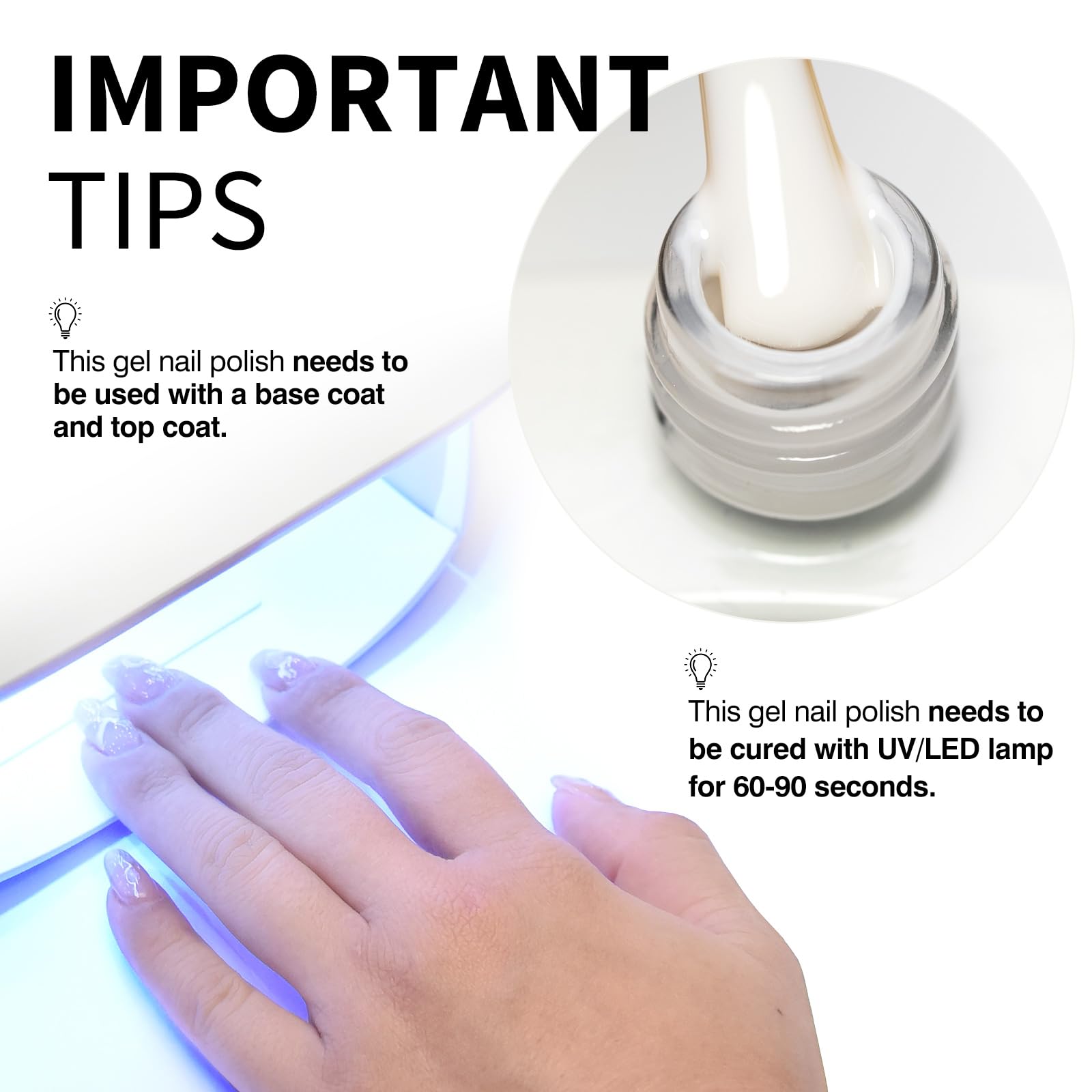 CANNI Milky White Jelly Gel Polish nails with natural shine