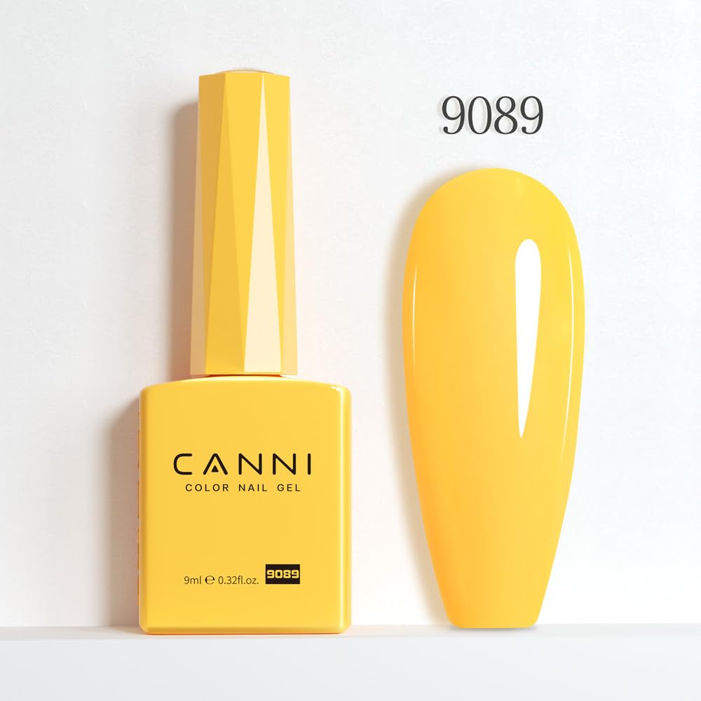 Glossy finish after cure on nails with CANNI Neon Yellow Gel Polish