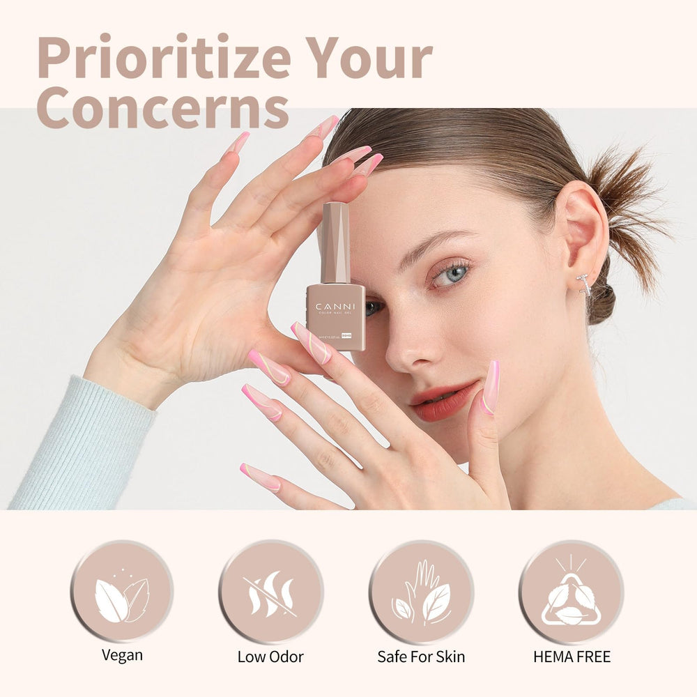 CANNI Nude Gel Polish with base and top coats for salon-quality DIY nails.