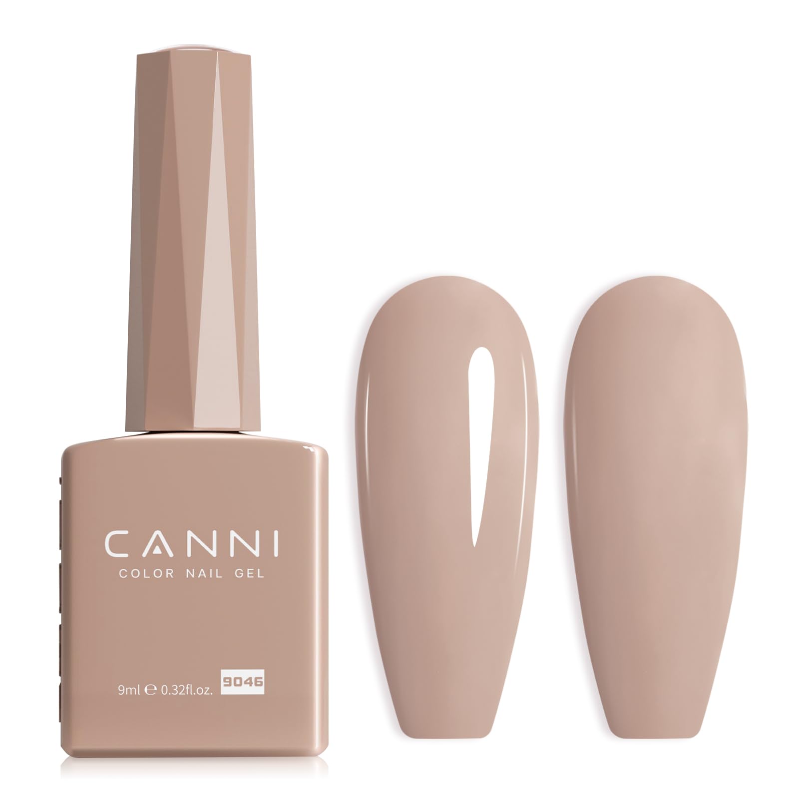 CANNI Nude Gel Polish bottle closeup for precise color viewing during application.