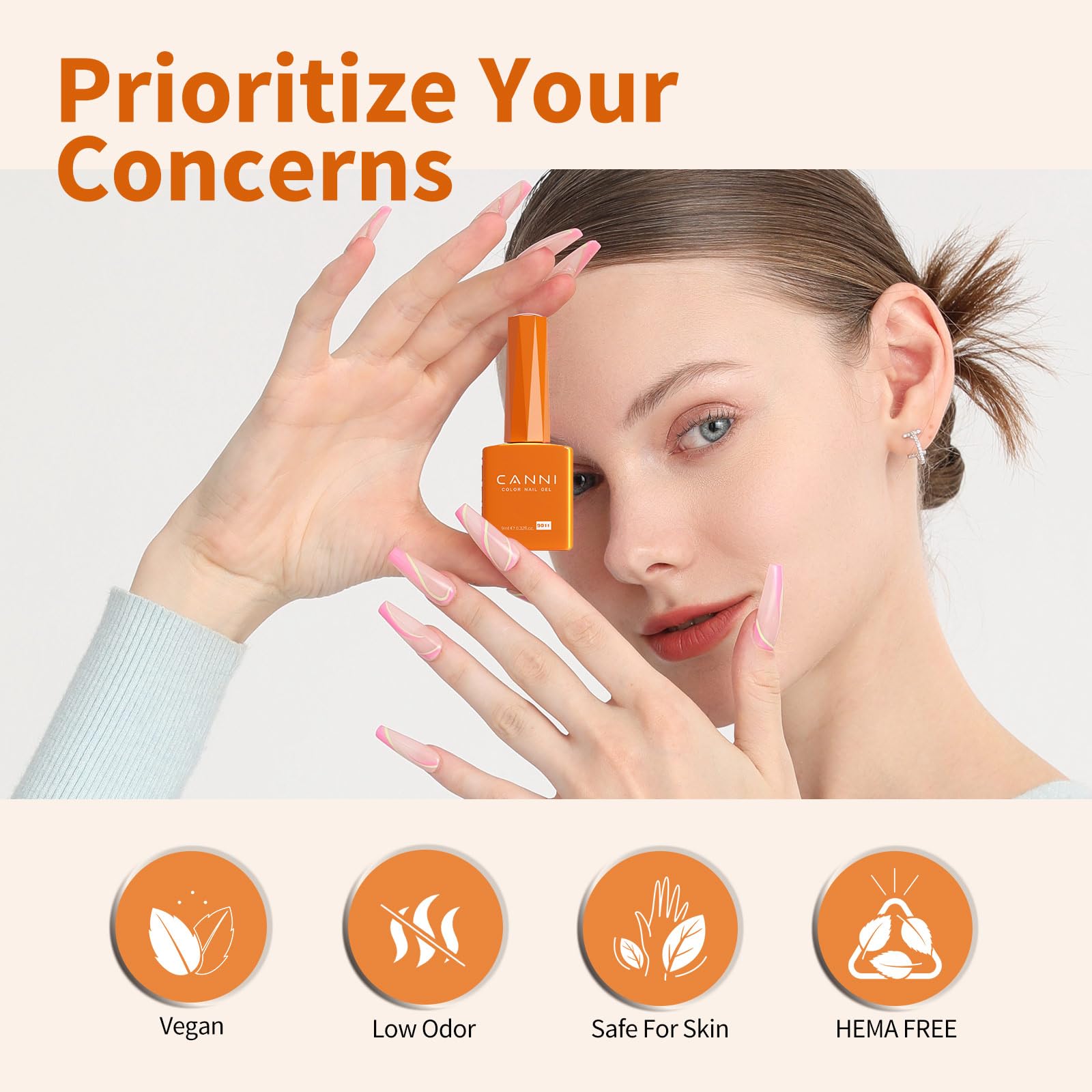 CANNI Orange Gel Nail Polish gloss highlights long-lasting shine.