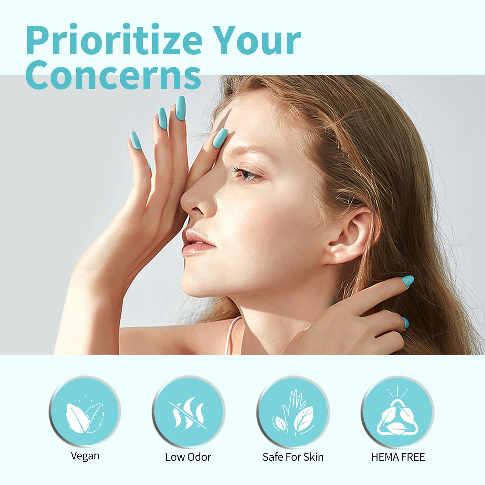 CANNI pastel blue gel bottle closeup emphasizes color clarity.
