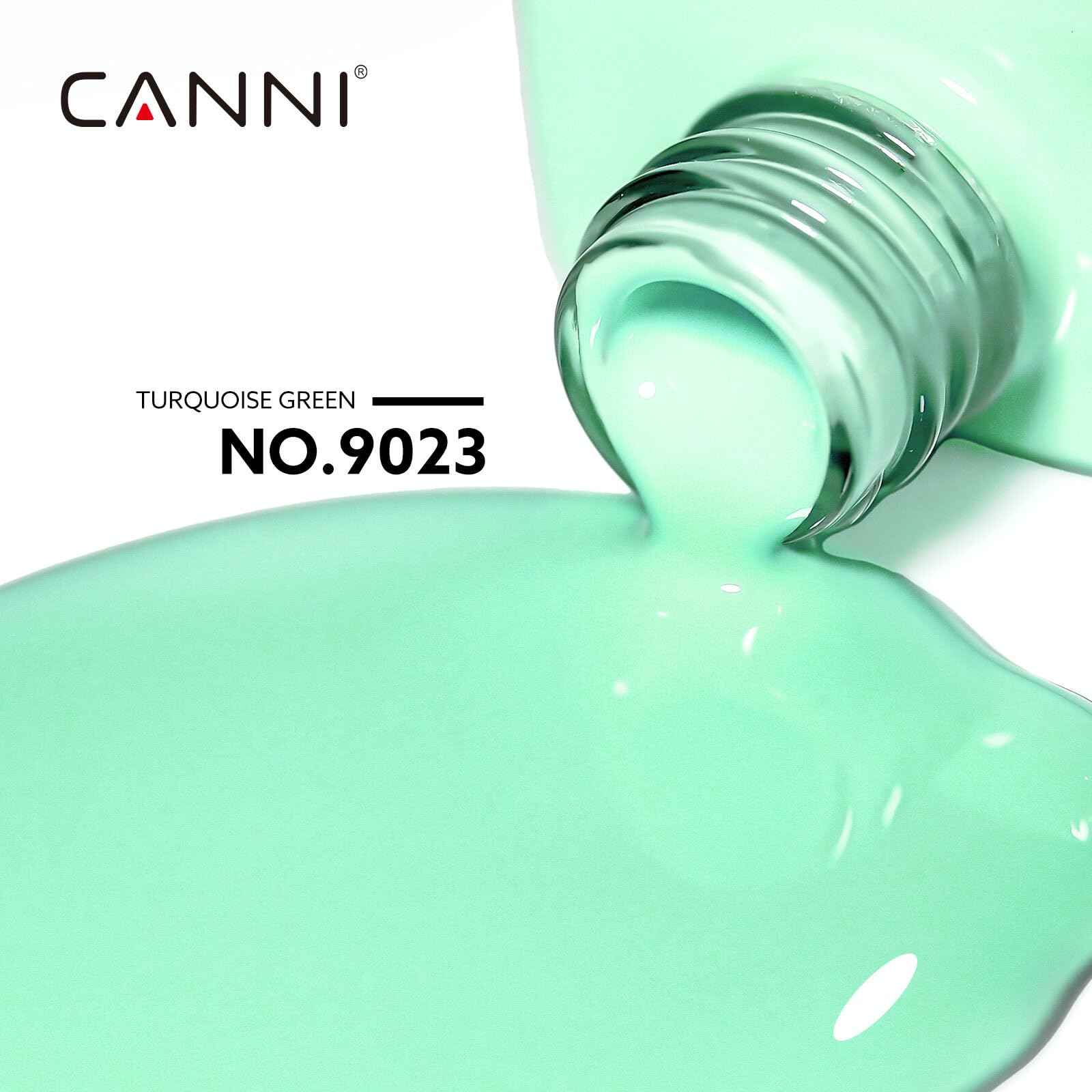CANNI Pastel Green gel polish bottle closeup highlights pigment for even coverage