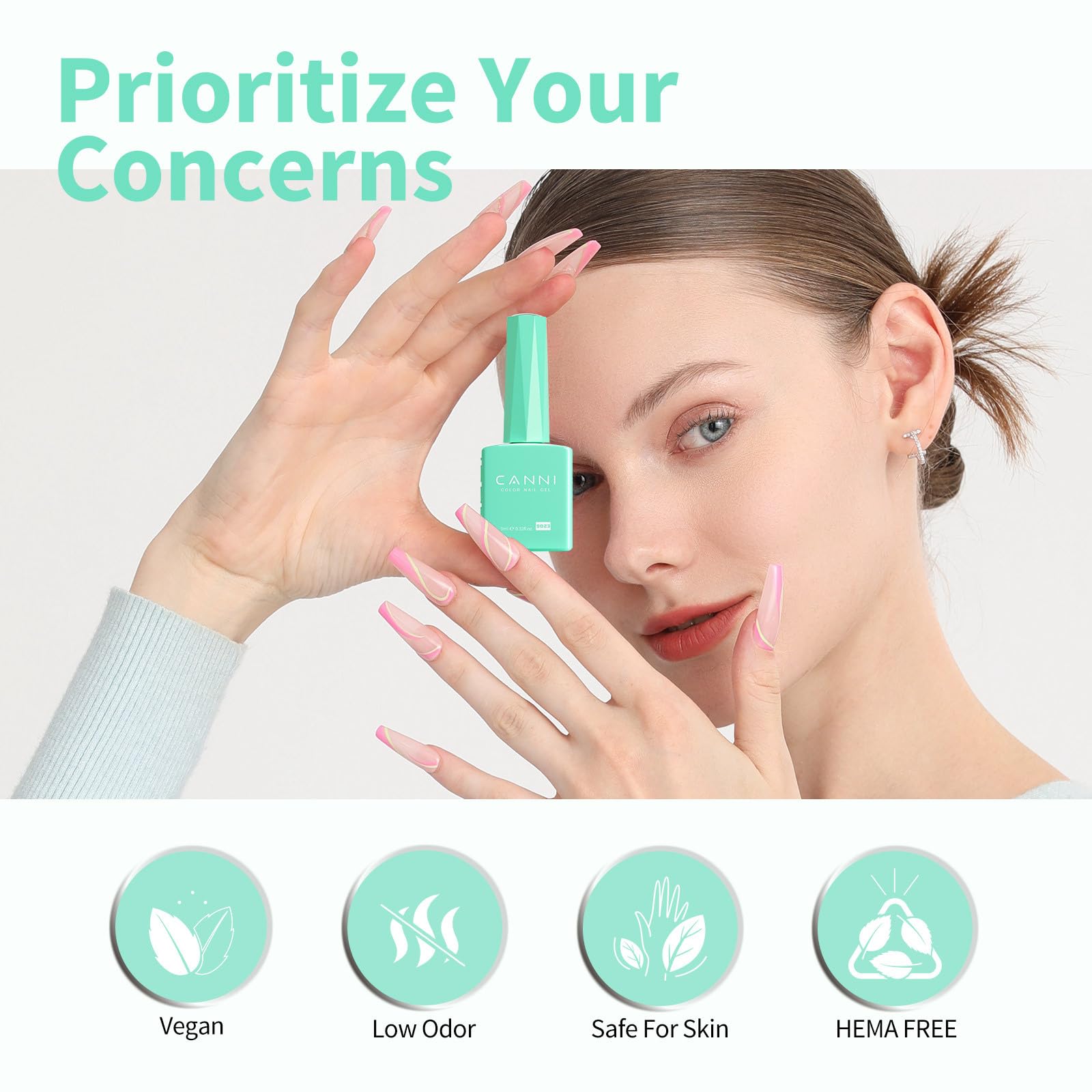 CANNI Pastel Green shade looks rich after a 90–120 second lamp cure