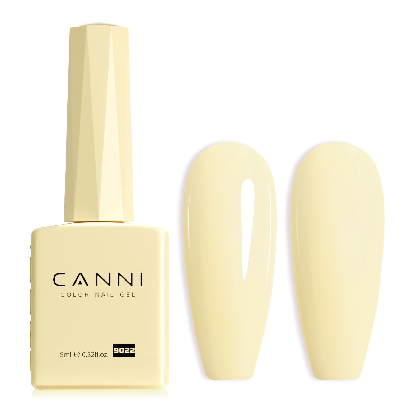 CANNI pastel-yellow gel nail polish bottle shows the true shade for precise application.