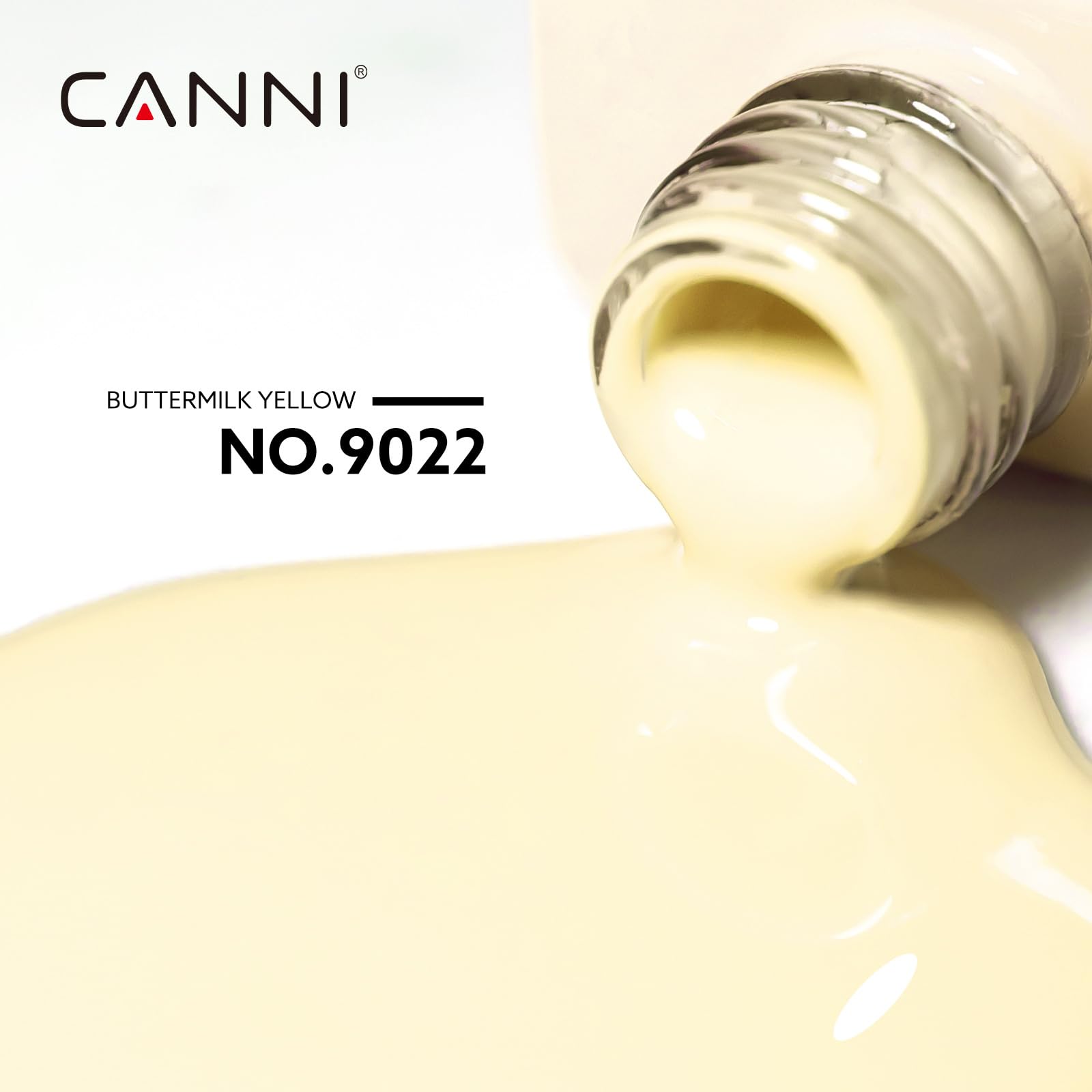 CANNI pastel-yellow gel-nail polish swatch demonstrates even coverage.