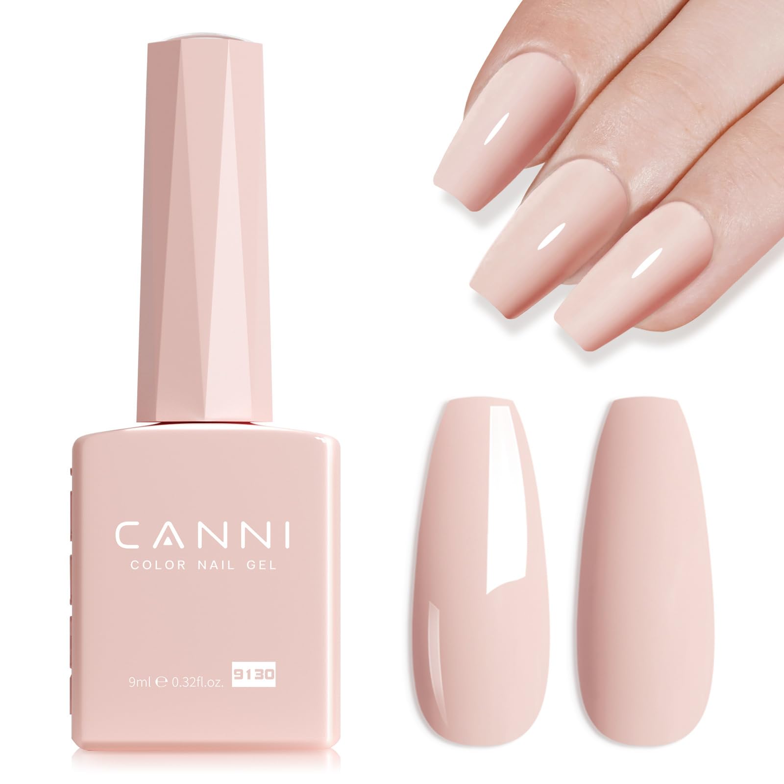CANNI Pink Gel Nail Polish bottle view shows accurate color for precise application.