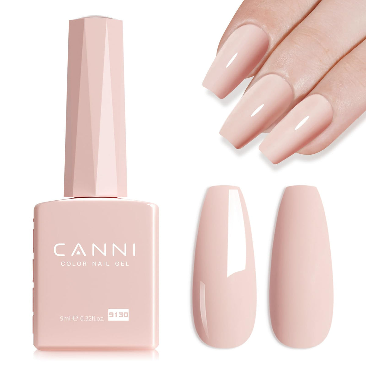 CANNI Pink Gel Nail Polish bottle view shows accurate color for precise application.