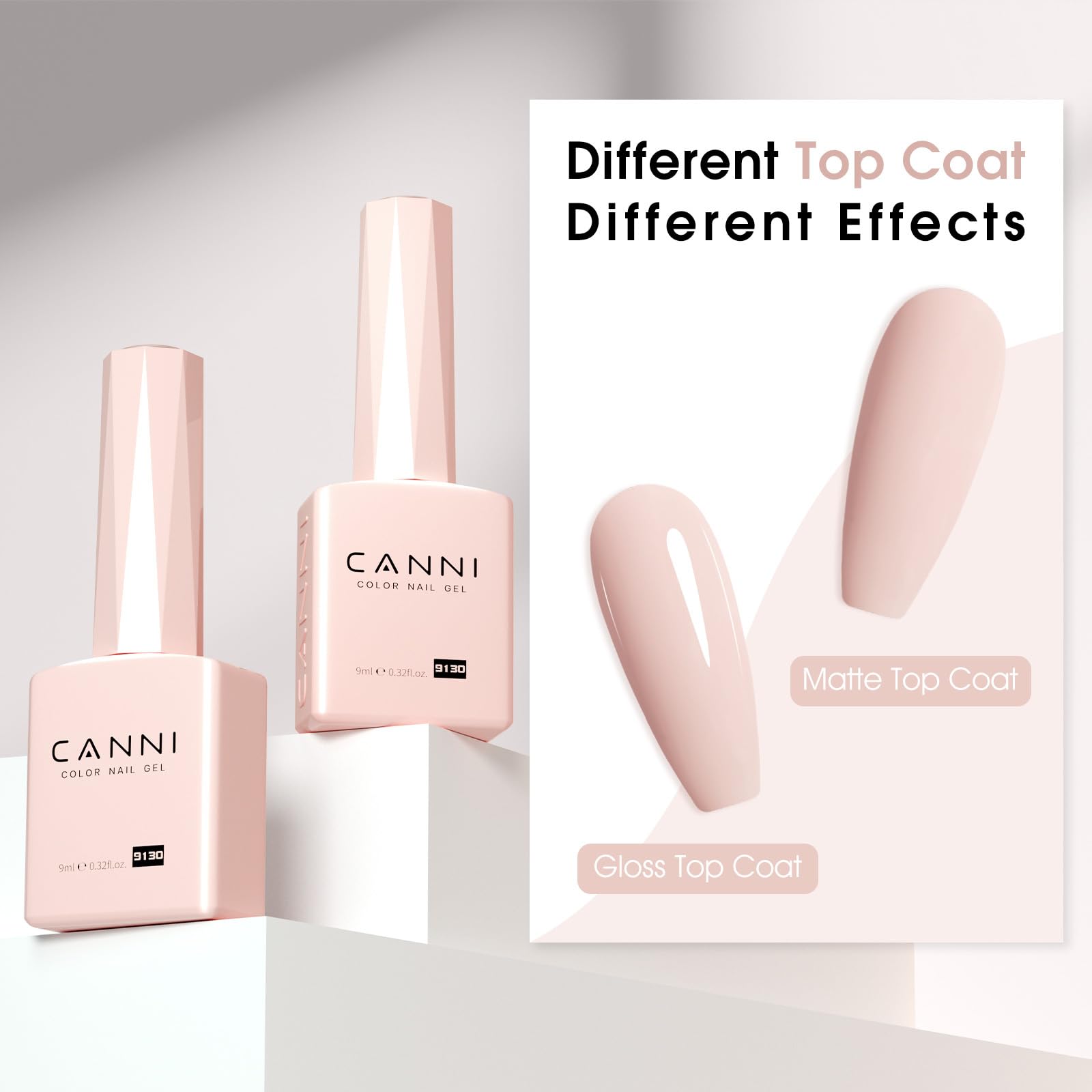 CANNI Pink Gel polish curing under UV or LED lamp.