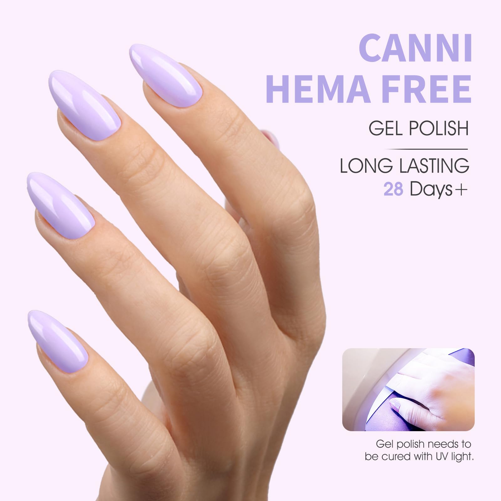 Brush stroke close-up shows smooth application with CANNI gel polish