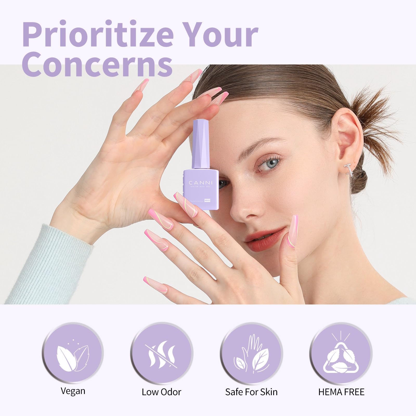 Nails cured with CANNI polish show durable shine
