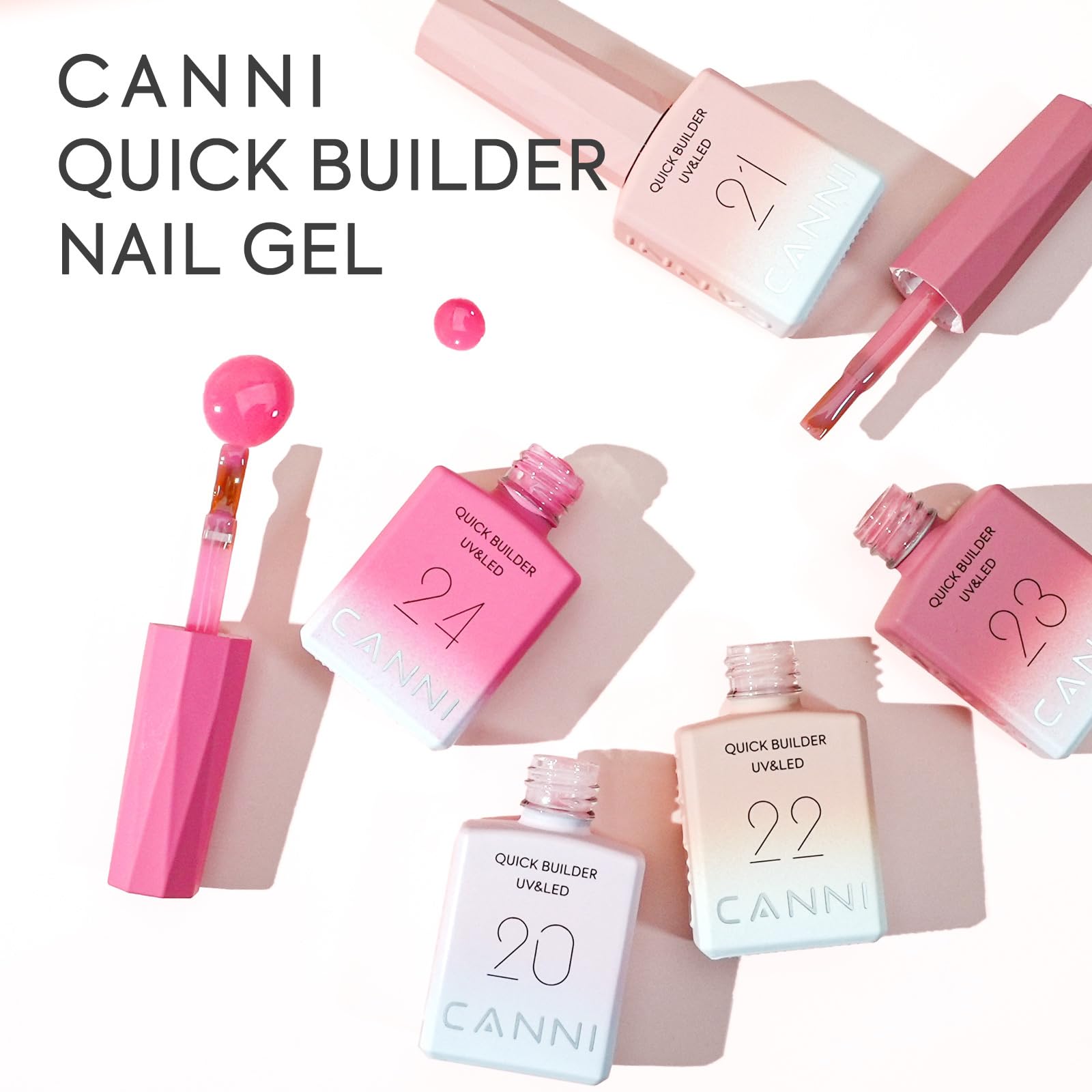 CANNI Quick Builder gel being cured under UV/LED for durability.