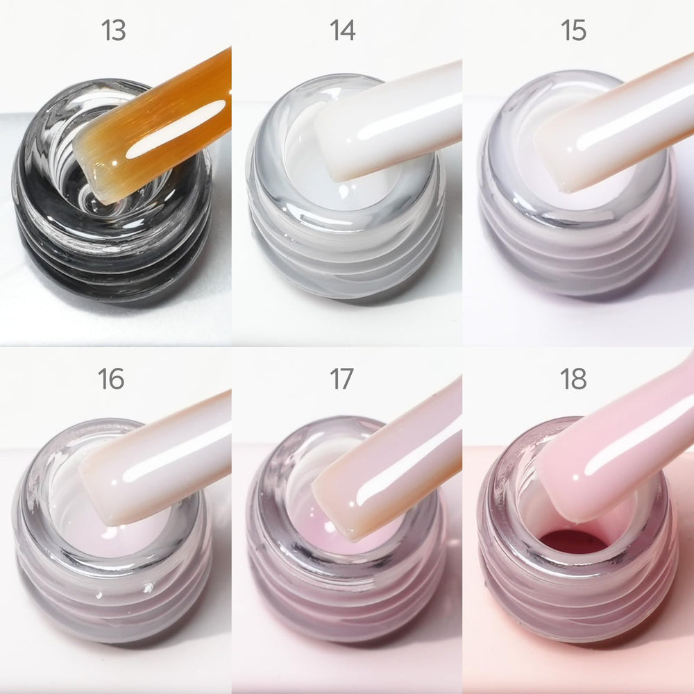 CANNI Quick Builder milky white shade for soft, neutral nails.