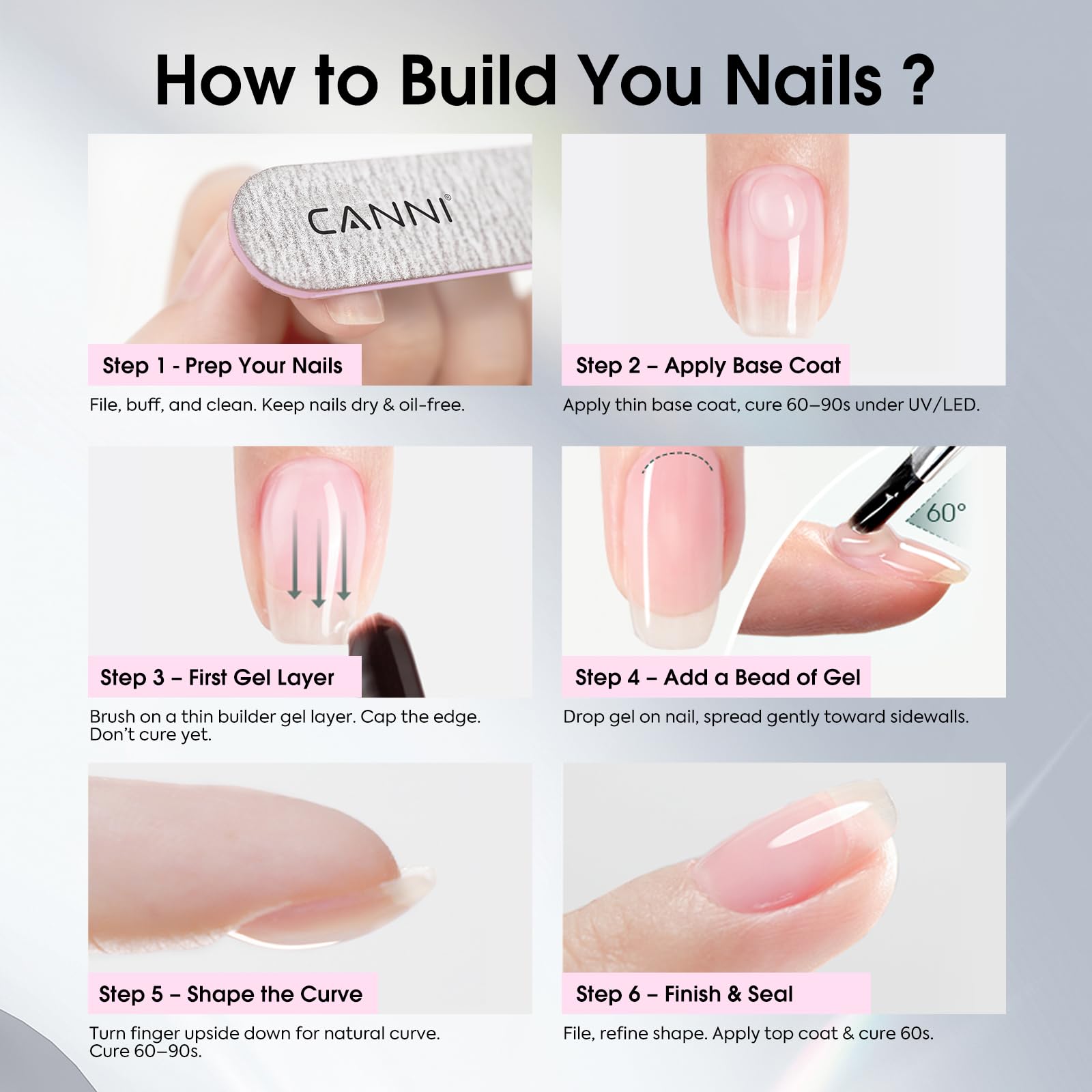 CANNI Quick Builder self-leveling gel enables smooth at-home application.