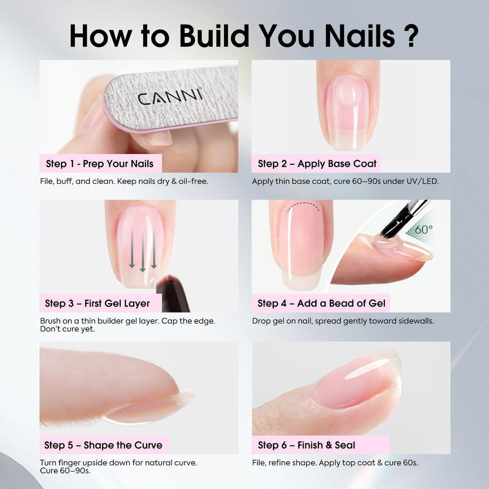 CANNI Quick Builder self-leveling gel enables smooth at-home application.