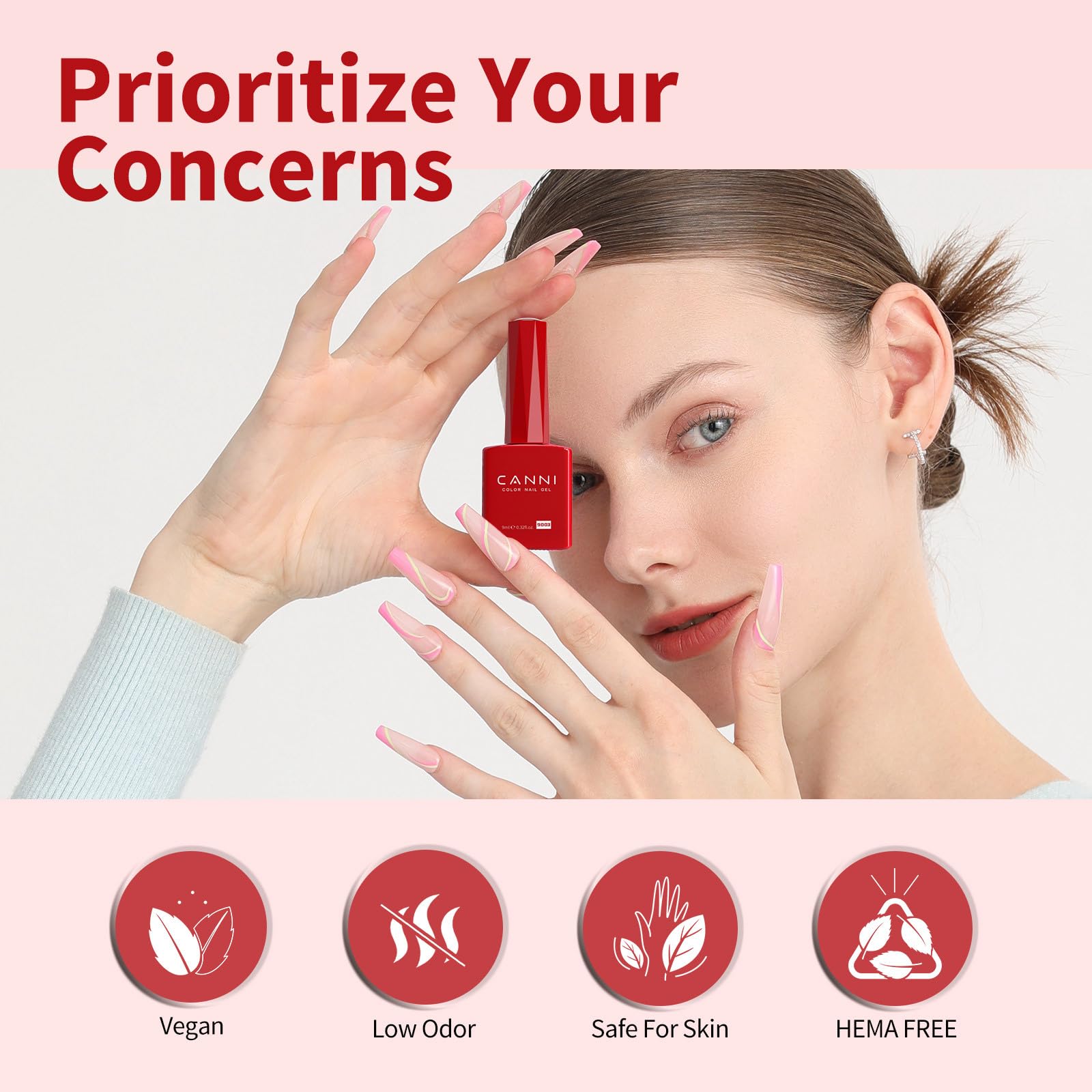 CANNI Red Gel Nail Polish UV LED cure option visible under lamp for quick set.