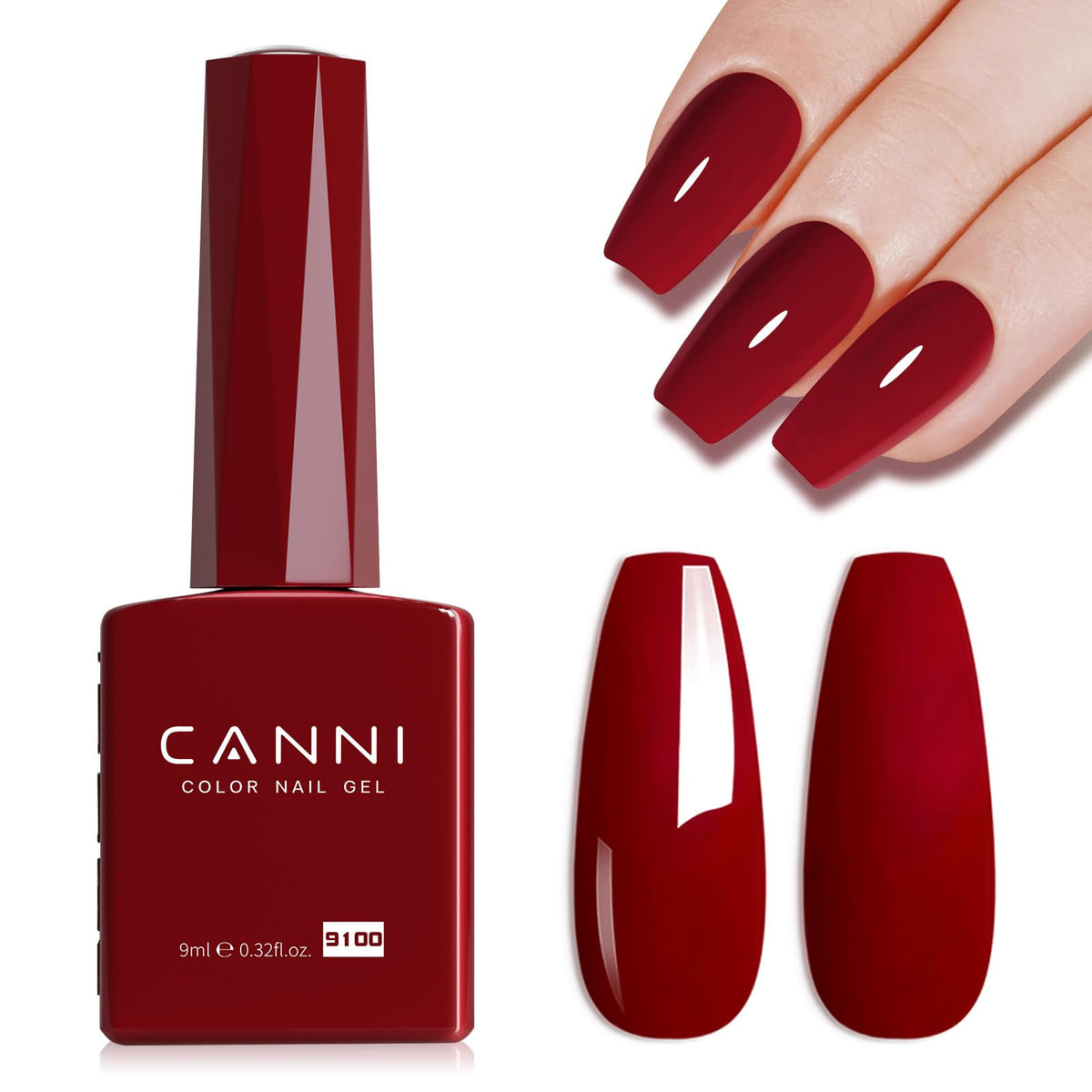 CANNI Red Gel Polish bottle close-up showing rich color for at-home manicure
