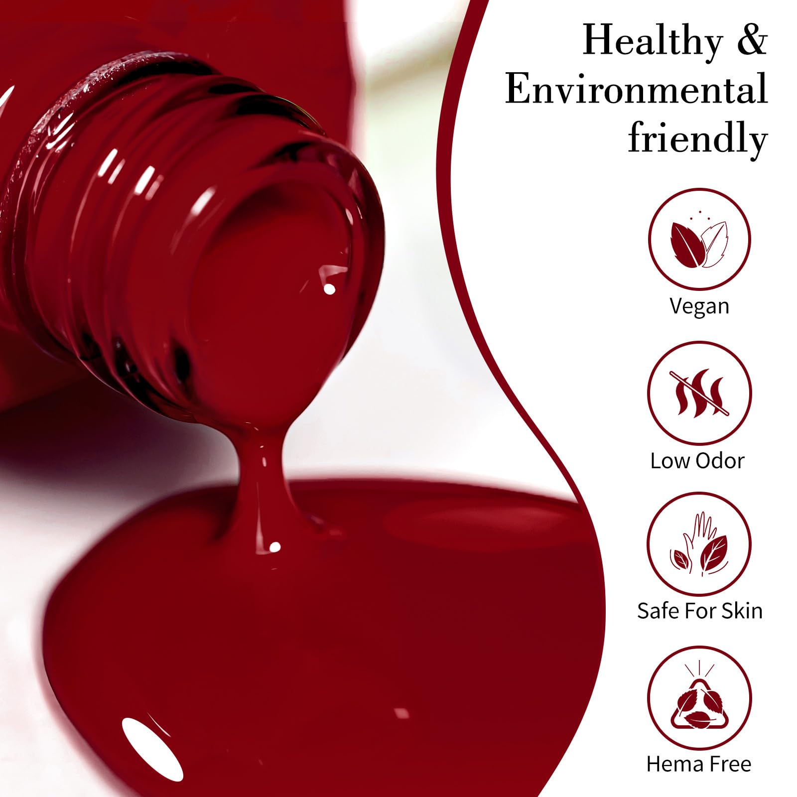 CANNI Red Gel Polish brush stroke demonstrates smooth application and even coverage