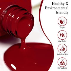 CANNI Red Gel Polish brush stroke demonstrates smooth application and even coverage