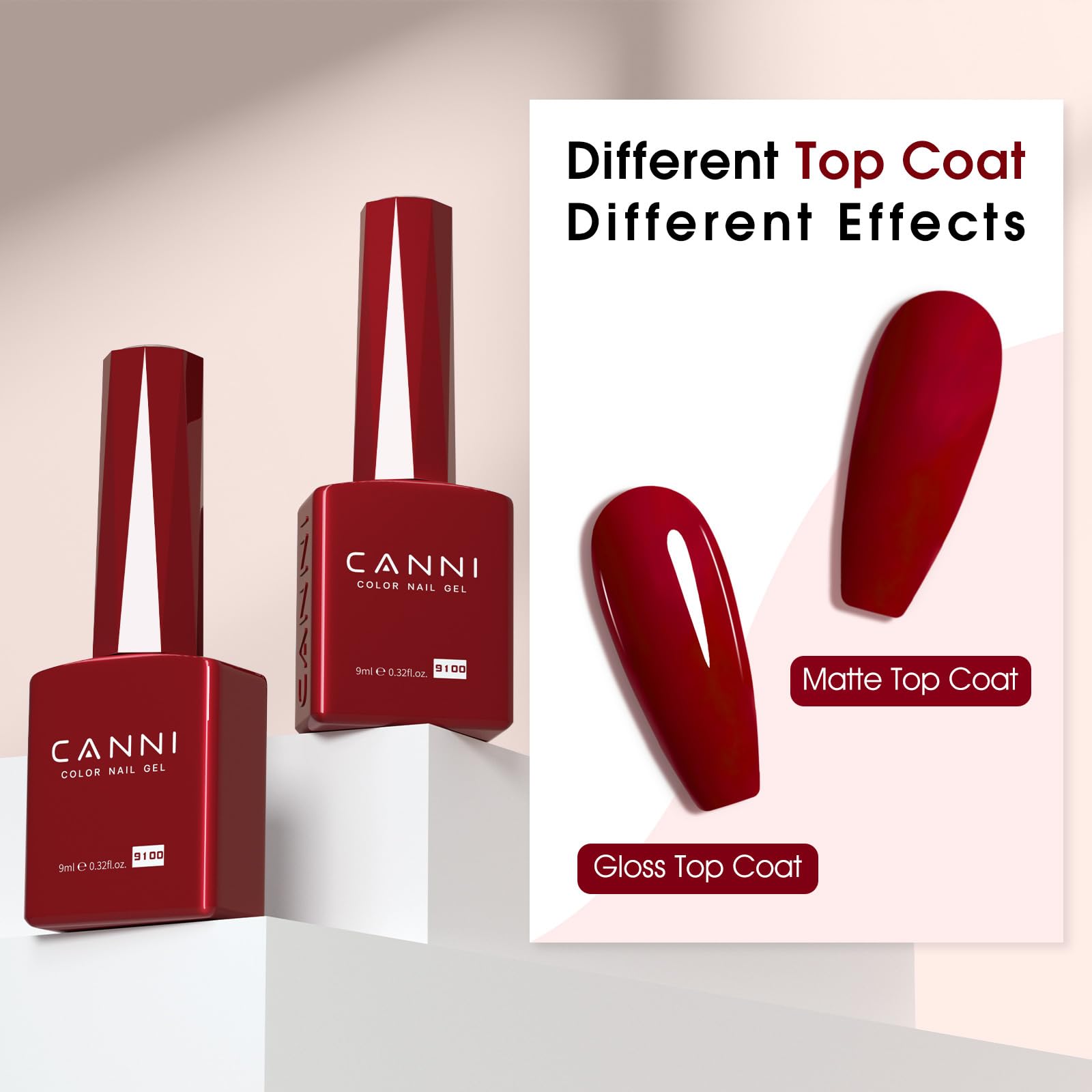 CANNI Red Gel Polish delivers durable color suitable for daily wear