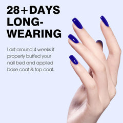 Close up of nails with CANNI Royal Blue for a high gloss finish.