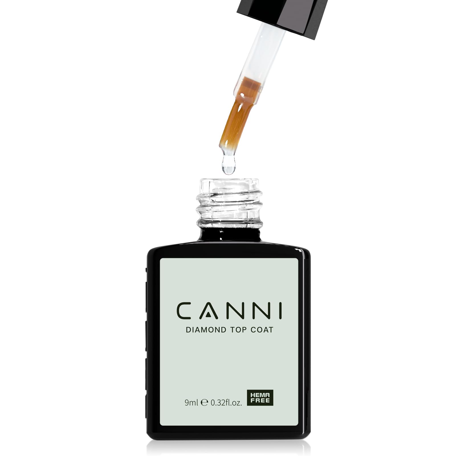 CANNI Tempered Gel Top Coat: botella cercana para apreciar el acabado y la protección.