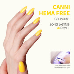CANNI Yellow gel nail polish brush applying smooth color.
