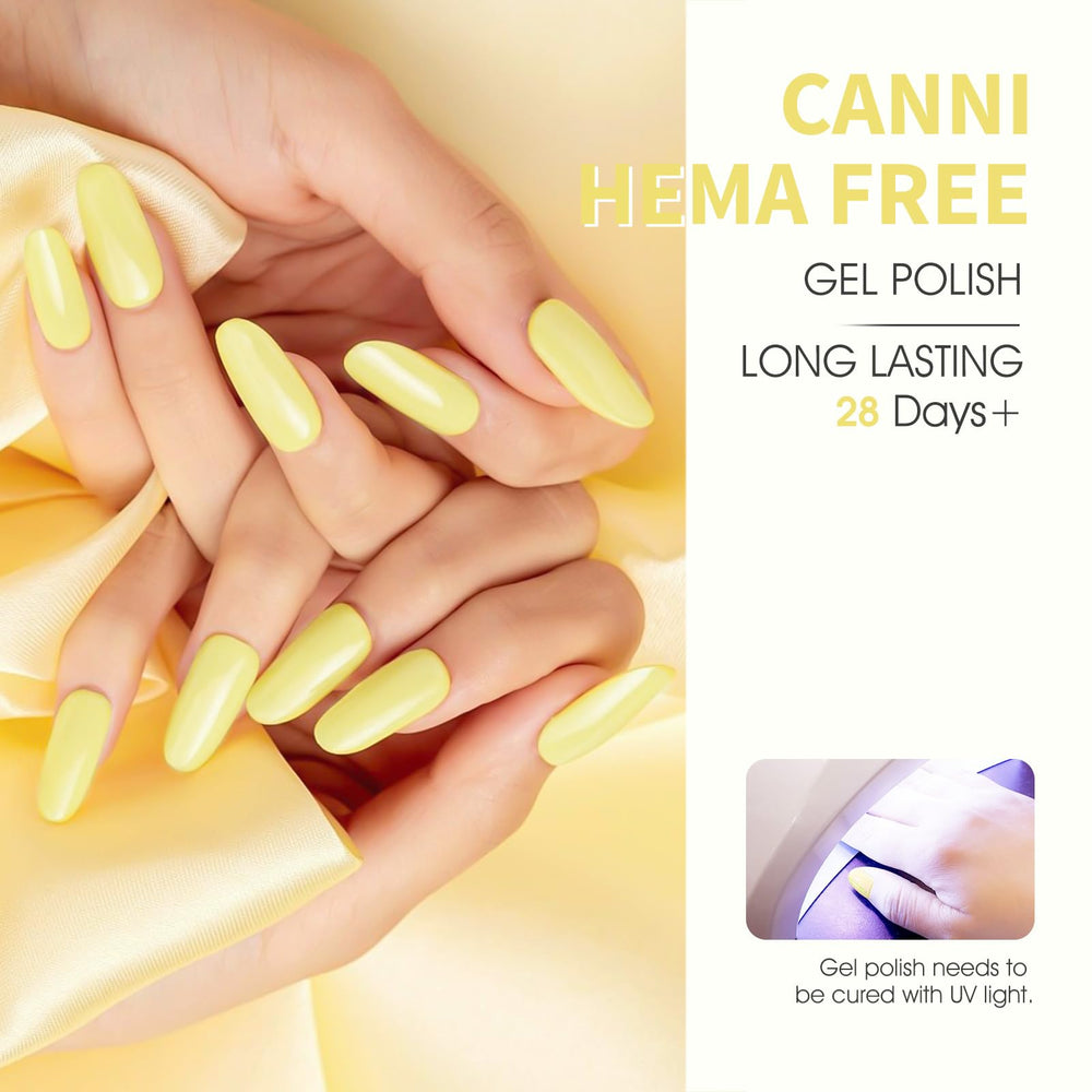 CANNI Yellow Gel Nail Polish bottle with glossy finish—long-lasting color that shines.