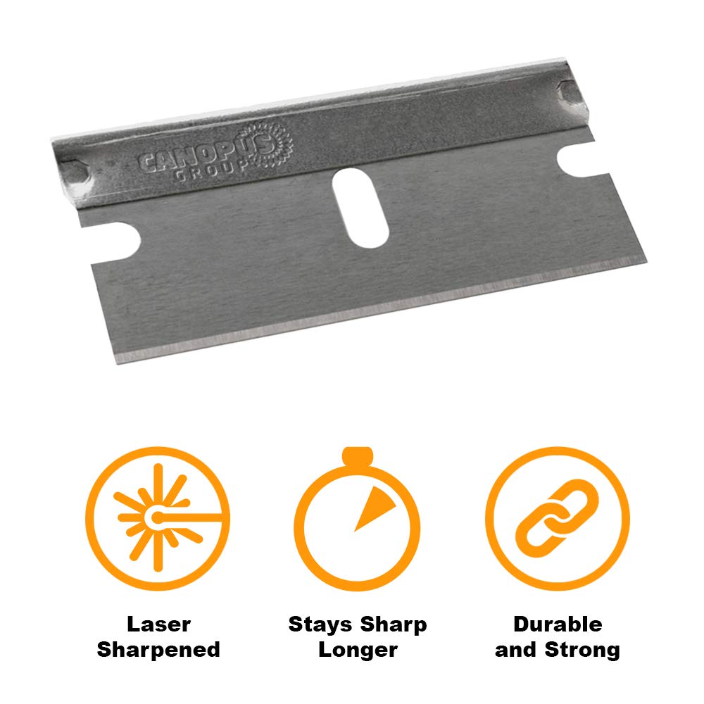 CANOPUS glass cooktop scraper blade ideal for decal and paint removal.