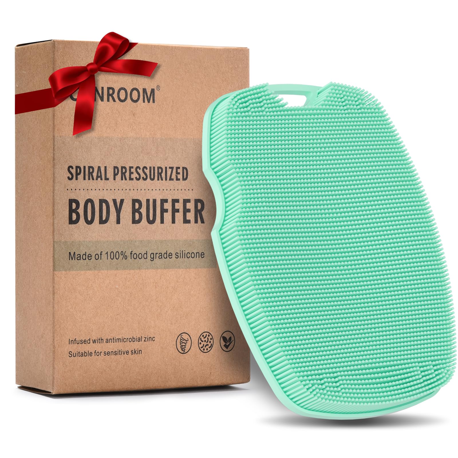 Canroom diseño verde en la ducha, ideal para una experiencia de exfoliación cómoda.
