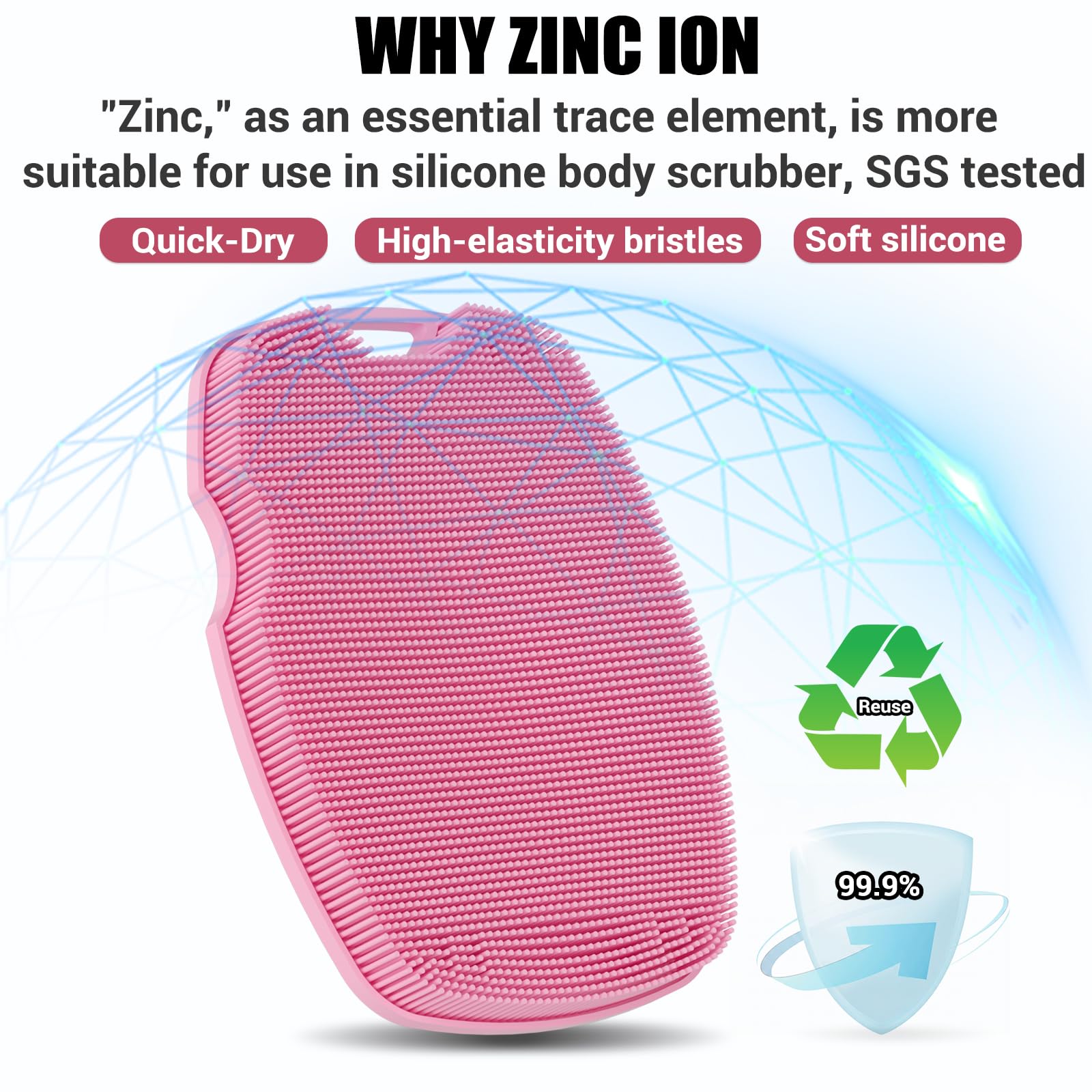 Canroom masaje de silicona rosa para estimular la circulación y revelar piel suave.