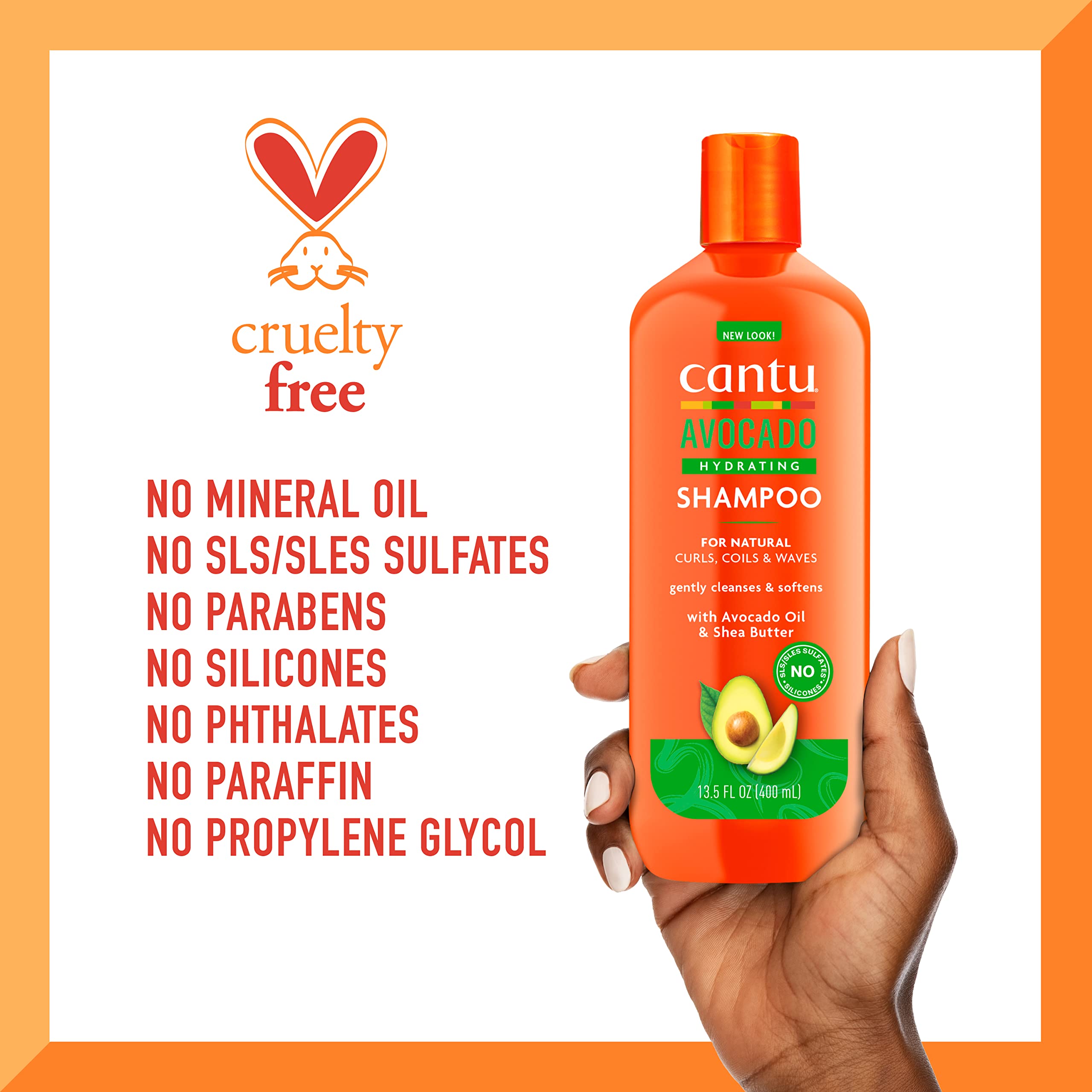 Cantu Avocado Hydrating Shampoo: mechones lavados muestran rizos brillantes