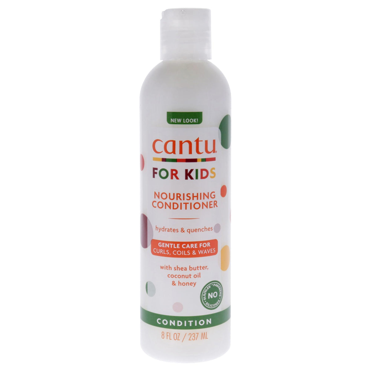 Cantu Care for Kids Nourishing Conditioner bottle demonstrates hydration for all hair types
