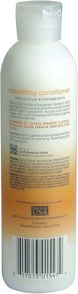 Cantu Care for Kids Nourishing Conditioner ingredient panel featuring shea butter
