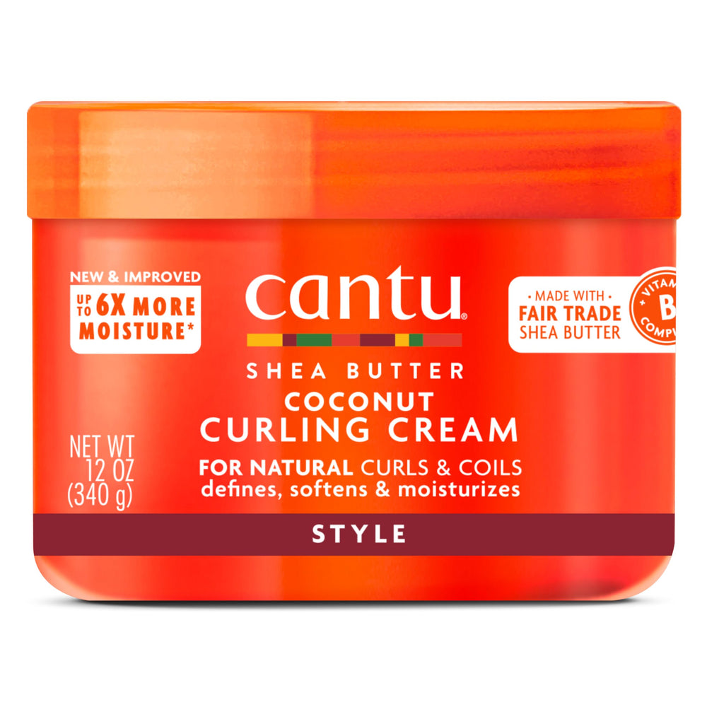 Cantu Coconut Curling Cream bottle showcasing lightweight moisture for natural curls.