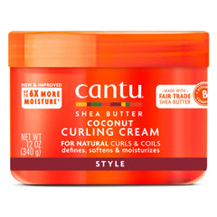 Cantu Coconut Curling Cream bottle showcasing lightweight moisture for natural curls.