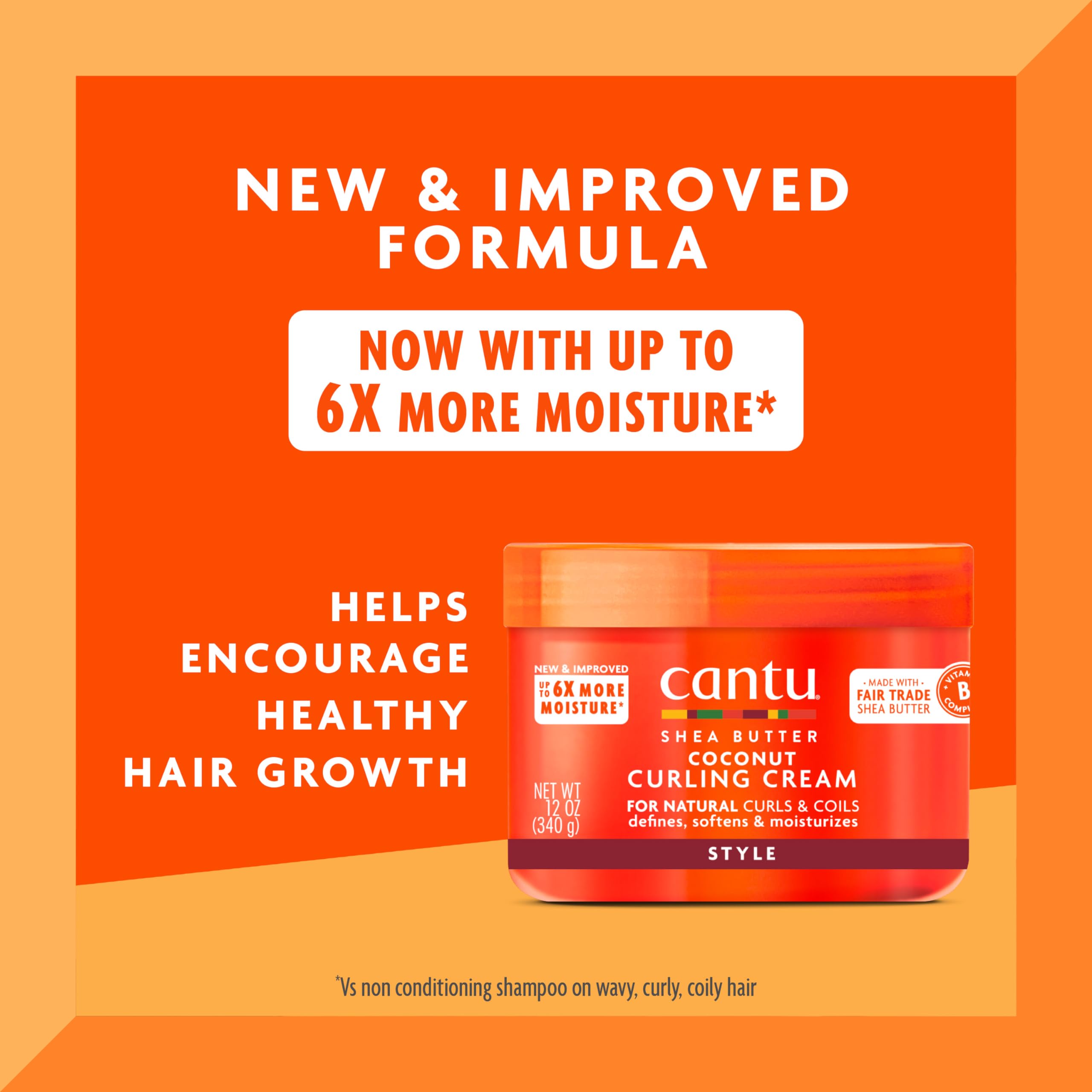 Cantu Coconut Curling Cream label highlights shea butter and coconut oil benefits.