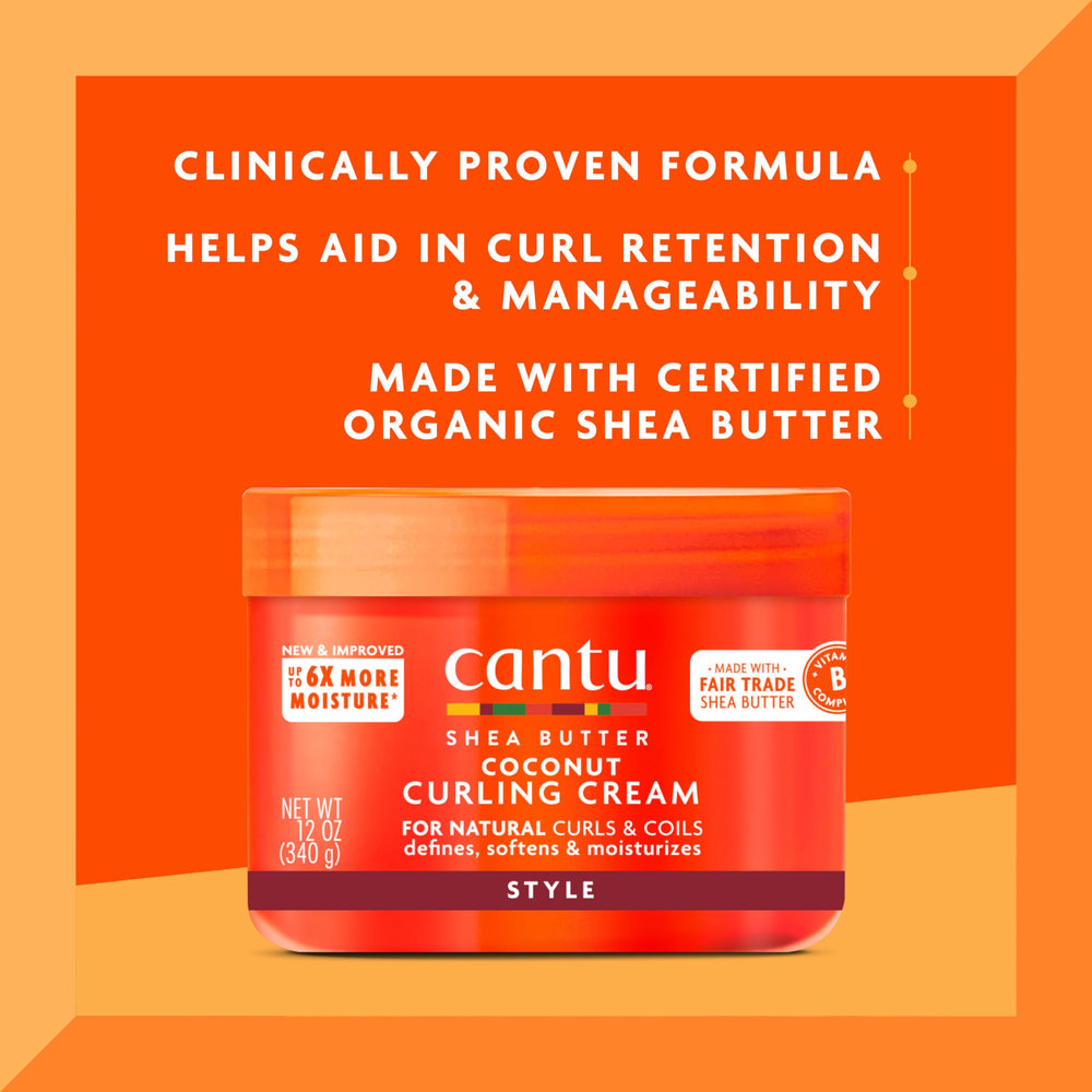 Close-up of Cantu Coconut Curling Cream texture, creamy and light.