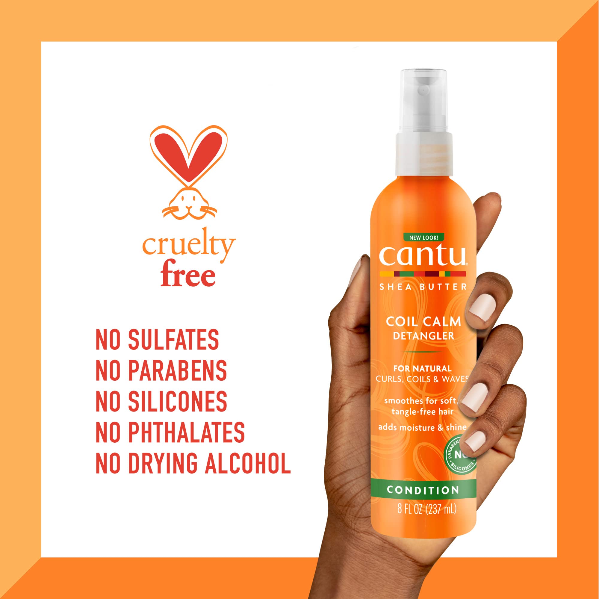 Cantu Coil Calm Detangler type-2-to-type-4 curls closeup.