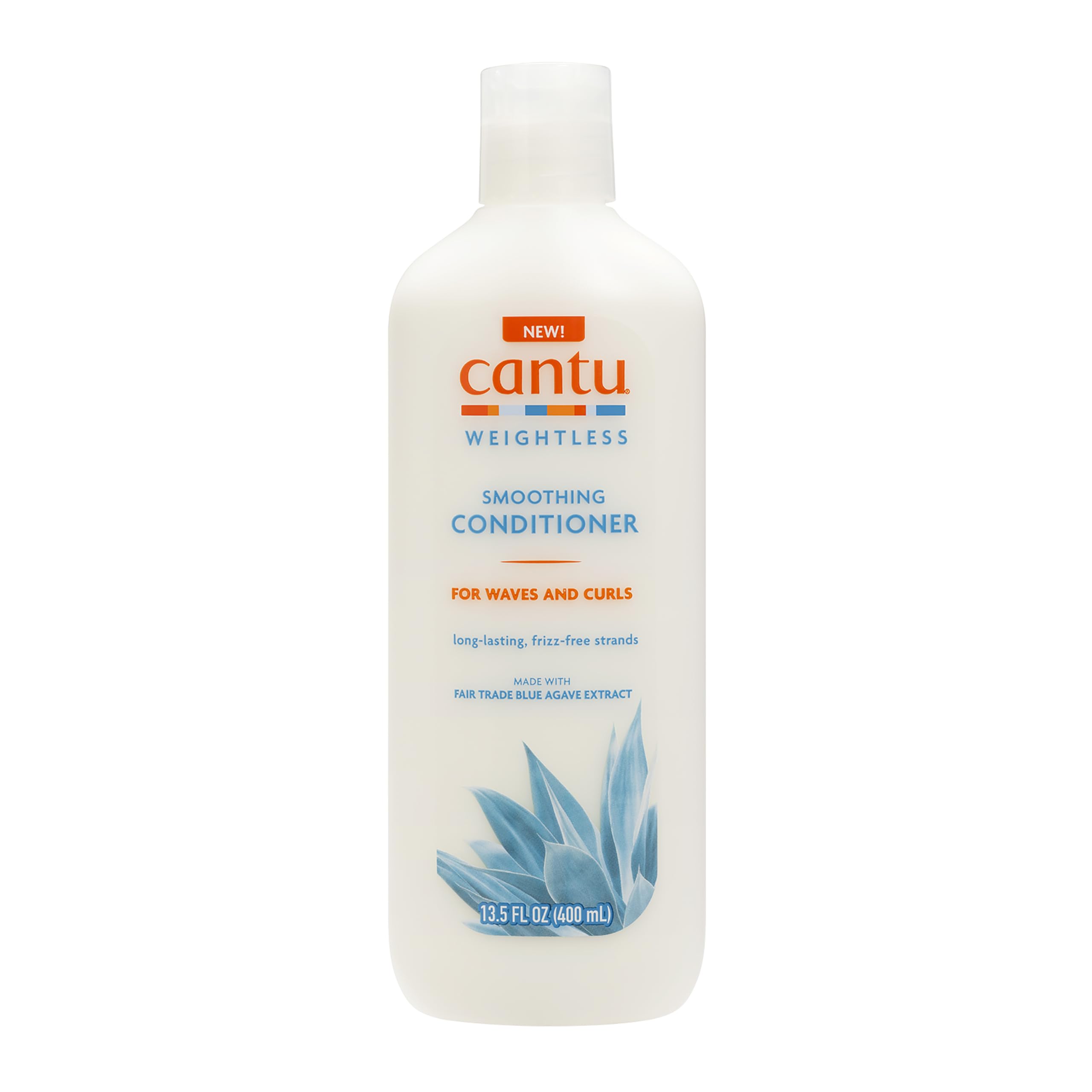 Cantu Acondicionador sin peso en botella; desenreda y suaviza rizos sin apelmazar.