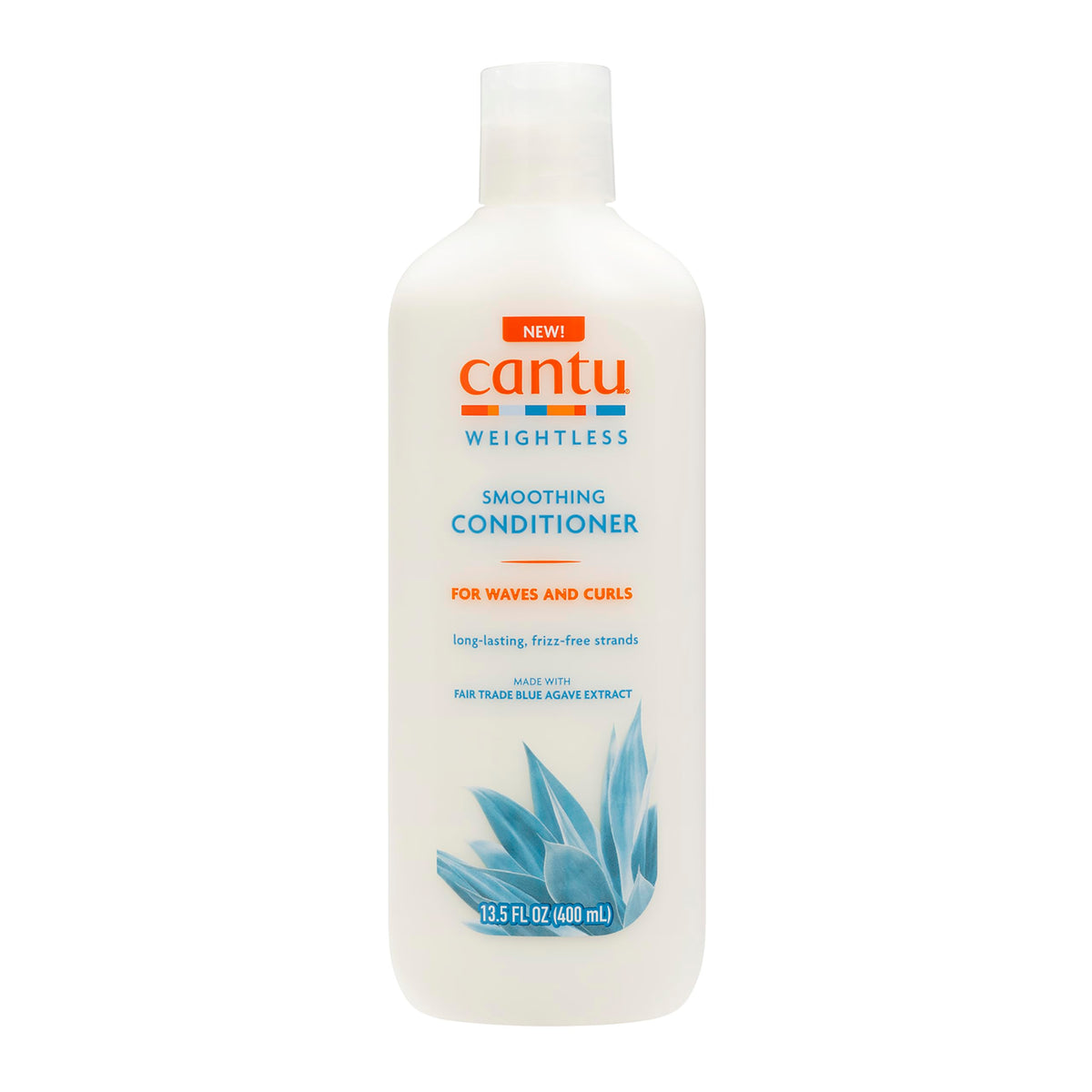 Cantu Acondicionador sin peso en botella; desenreda y suaviza rizos sin apelmazar.