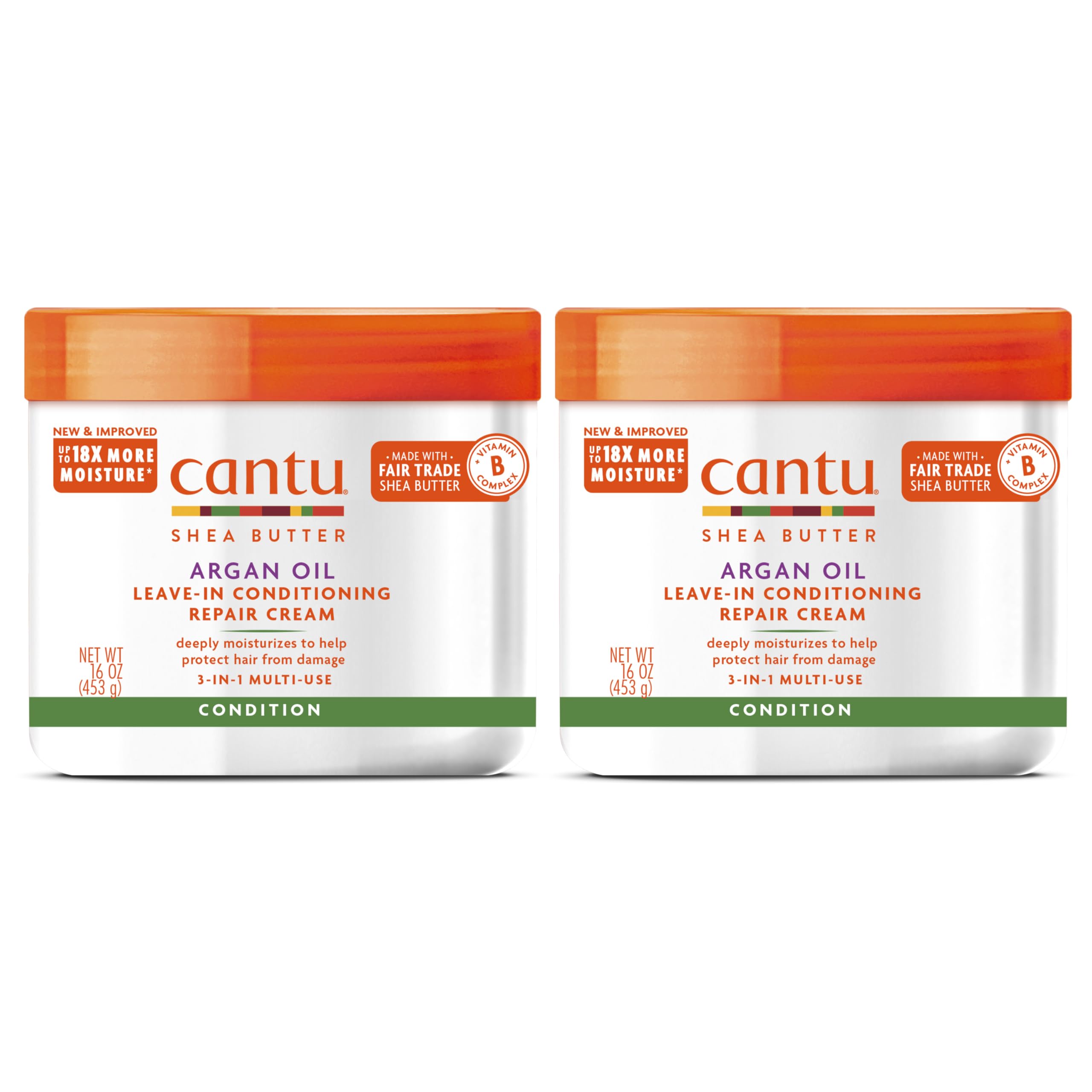 Cantu crema sin enjuague con argán brinda brillo suave.