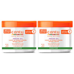 Cantu crema sin enjuague con argán brinda brillo suave.