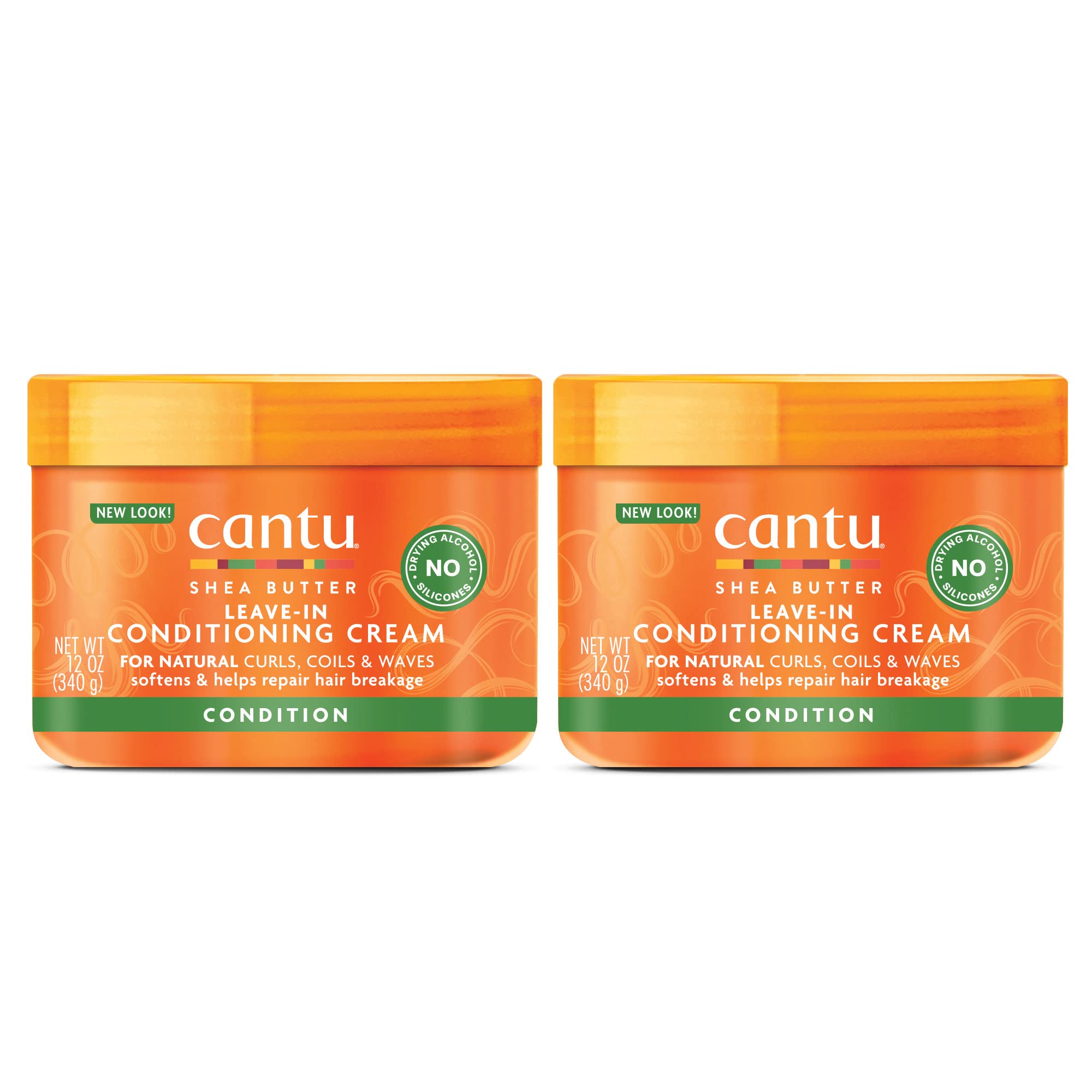Cantu crema leave-in karité natural en envase doble para hidratación diaria.