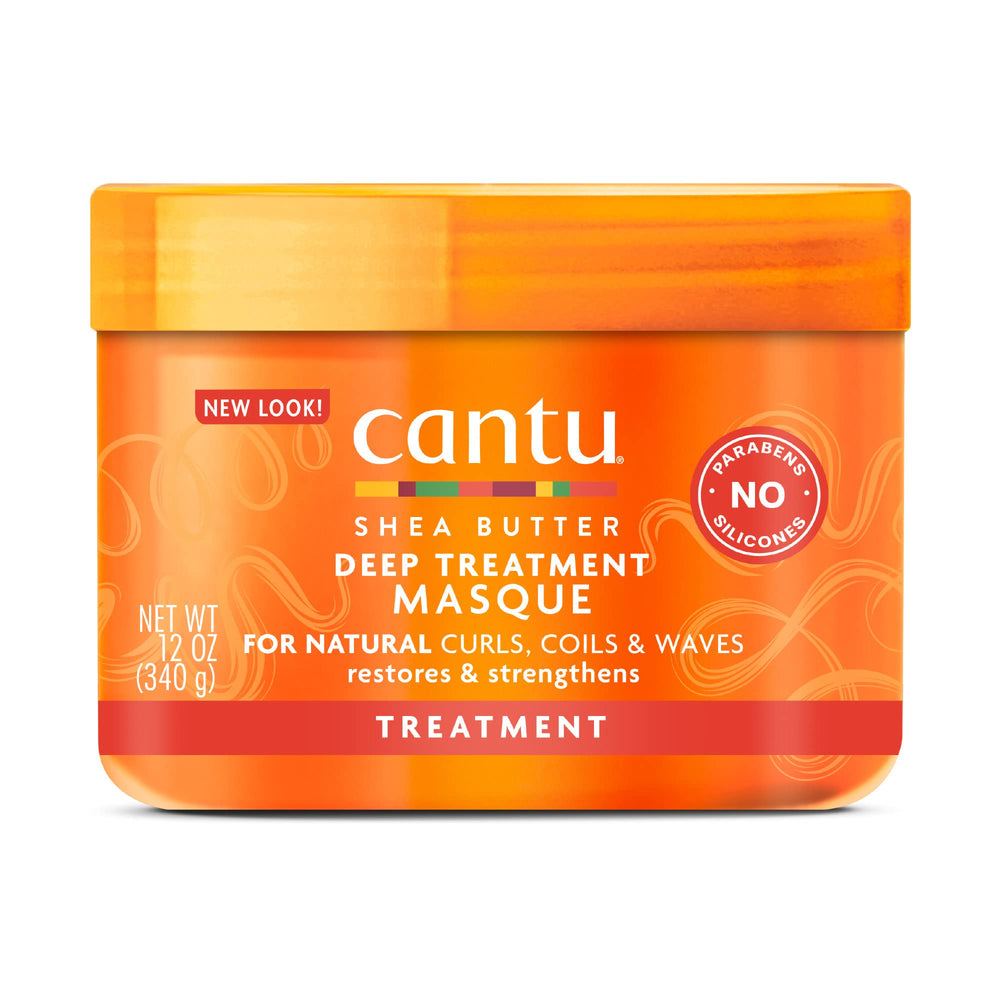 Cantu Deep Treatment Masque bottle showing hydrating formula for dry hair