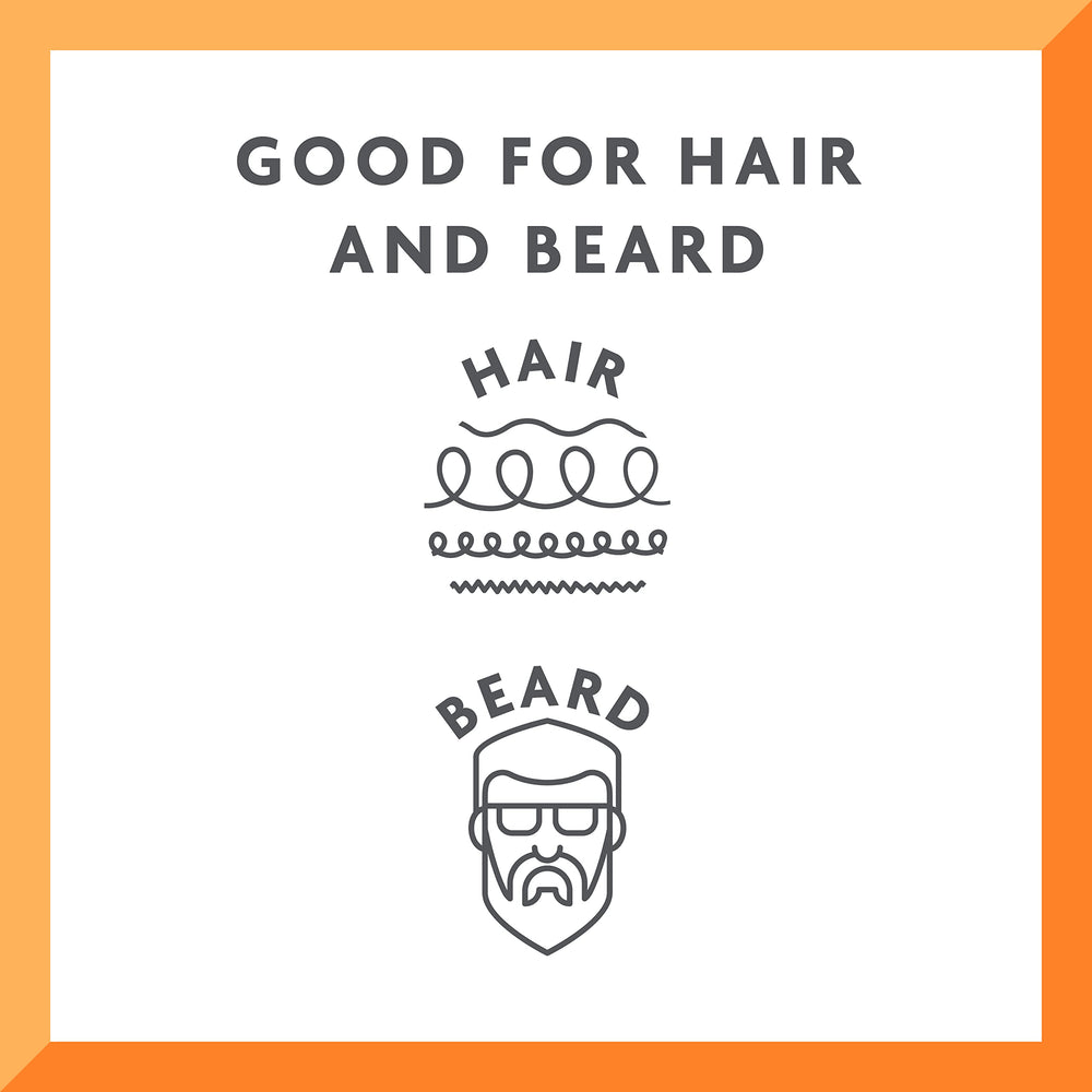 Beard and hair on display with subtle shine from Cantu Shea Butter formula.