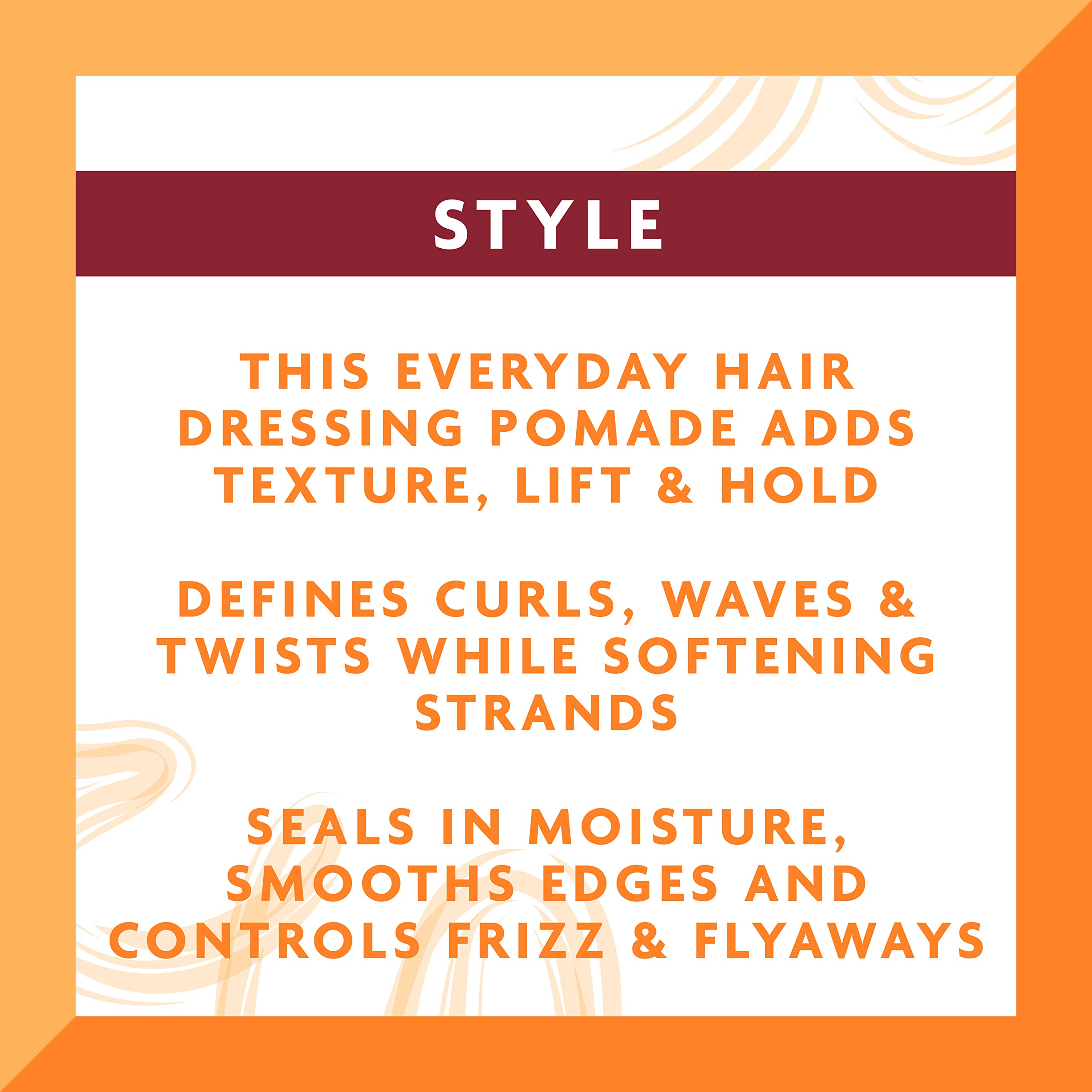 Cantu Hair Dressing Pomade with Shea Butter edge-control image demonstrates sleek edges and sealing flyaways.